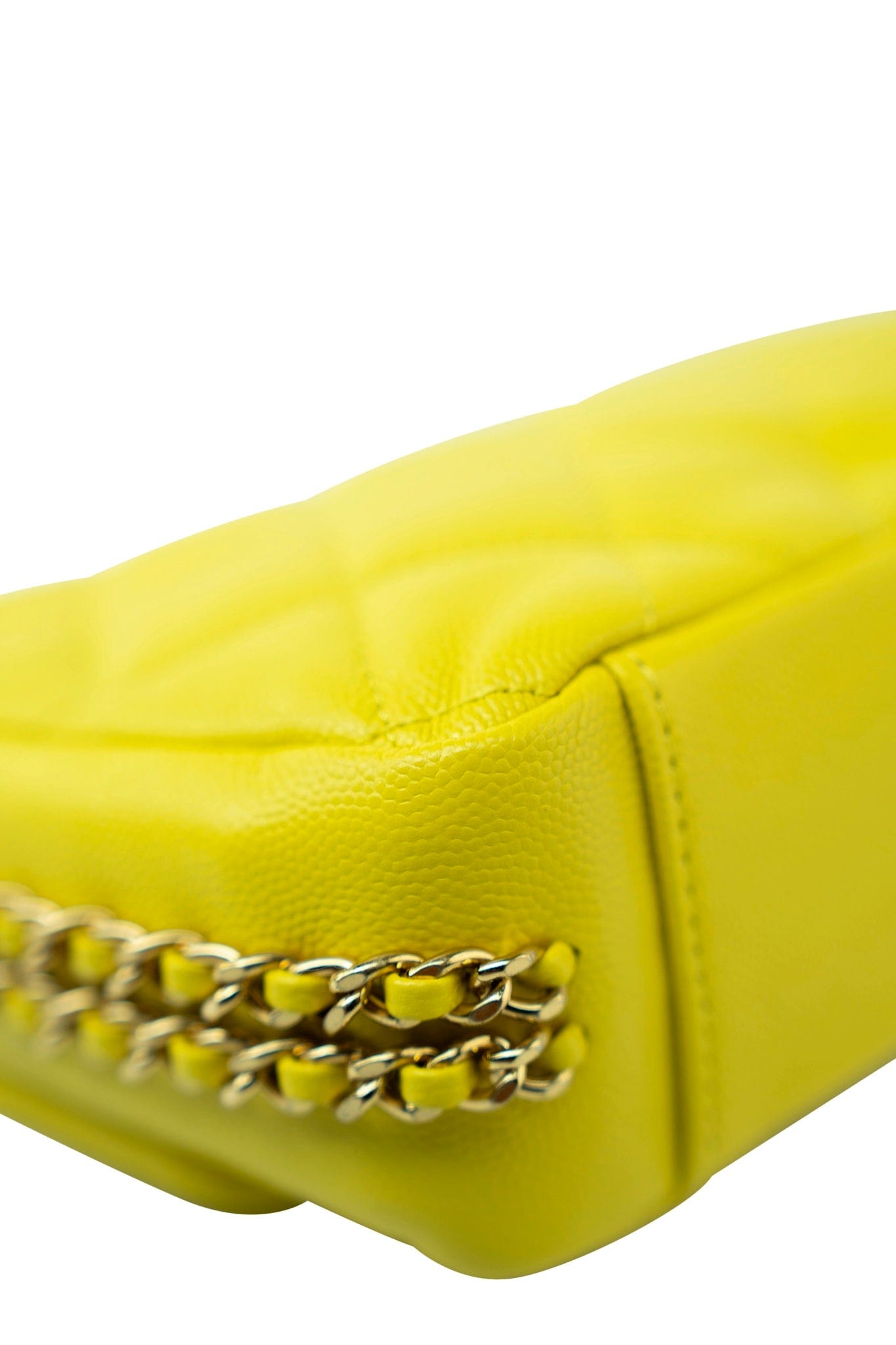 23C Neon Yellow Caviar Quilted Coco You Mini Flap Bag Light Gold Hardware