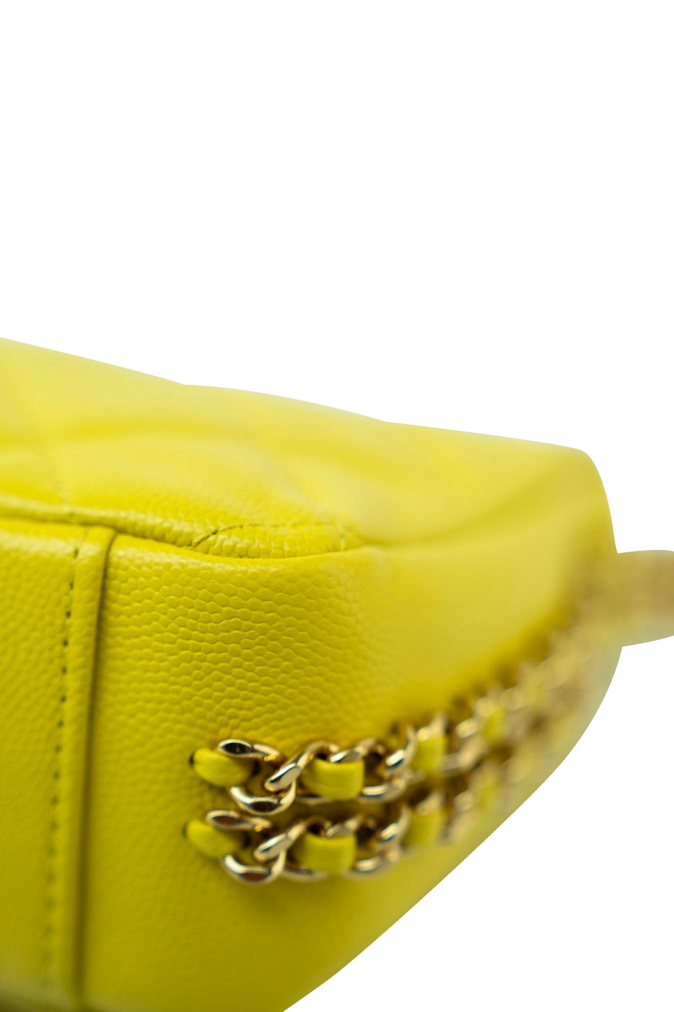 23C Neon Yellow Caviar Quilted Coco You Mini Flap Bag Light Gold Hardware