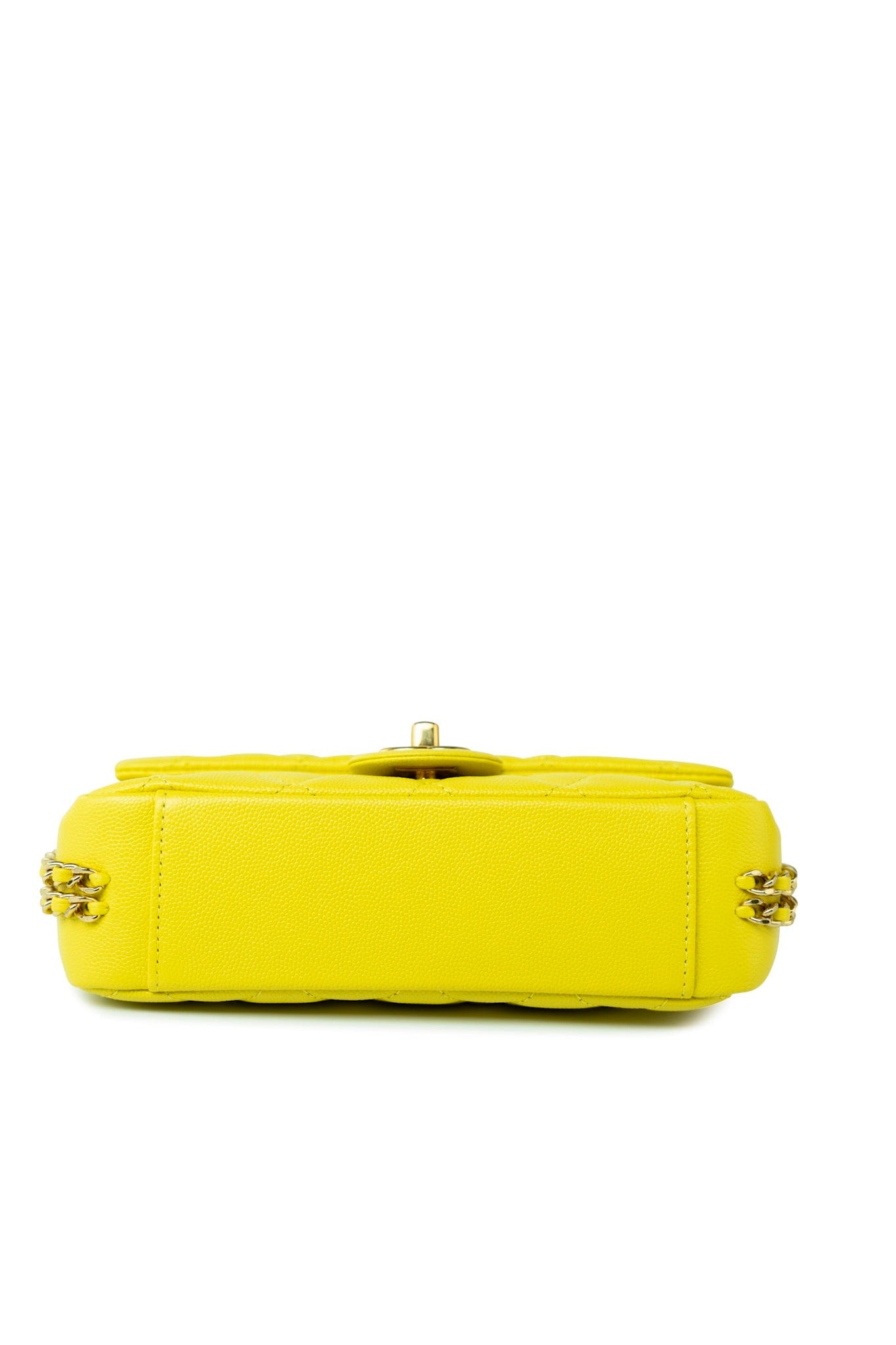 23C Neon Yellow Caviar Quilted Coco You Mini Flap Bag Light Gold Hardware