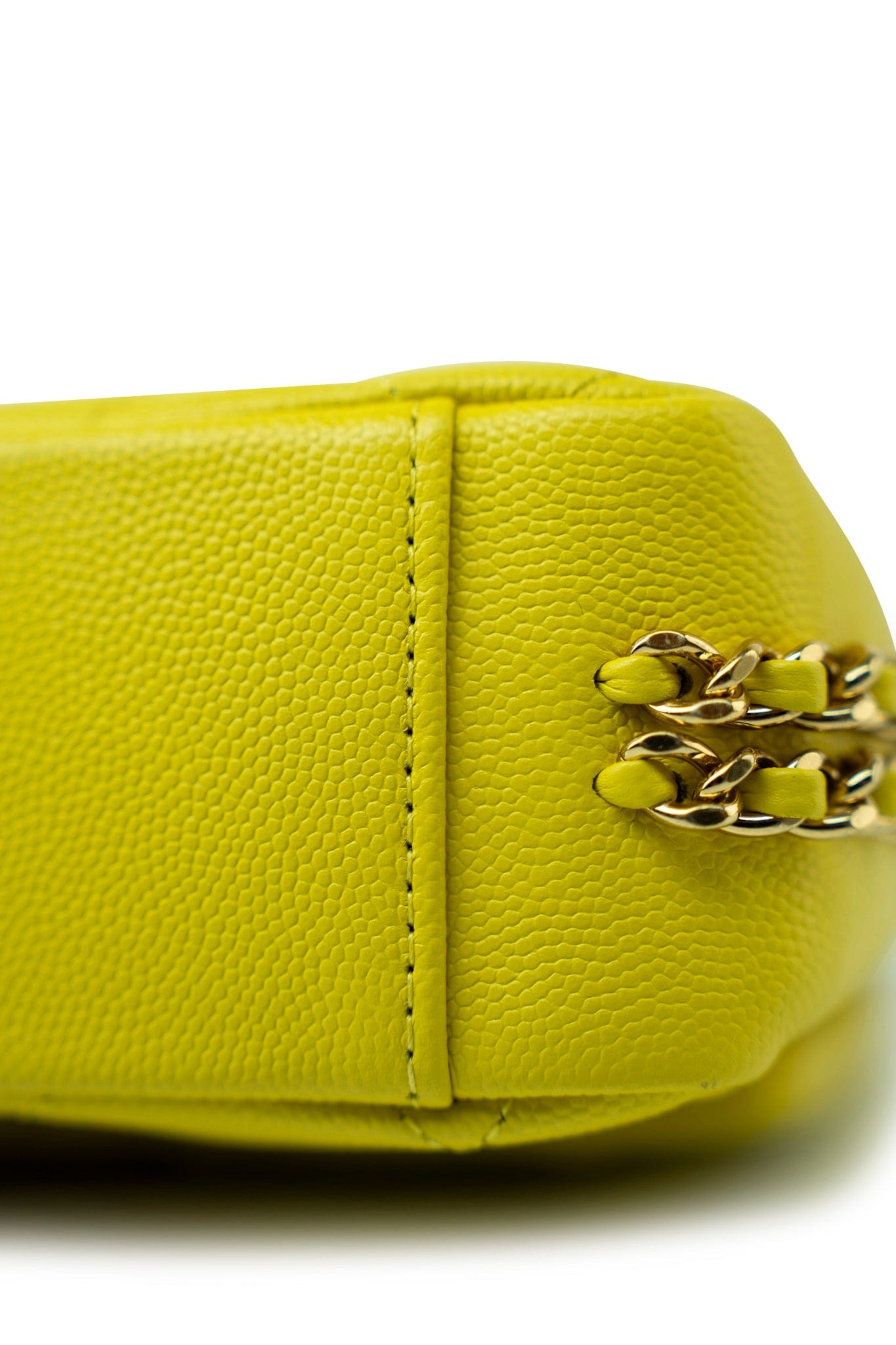 23C Neon Yellow Caviar Quilted Coco You Mini Flap Bag Light Gold Hardware