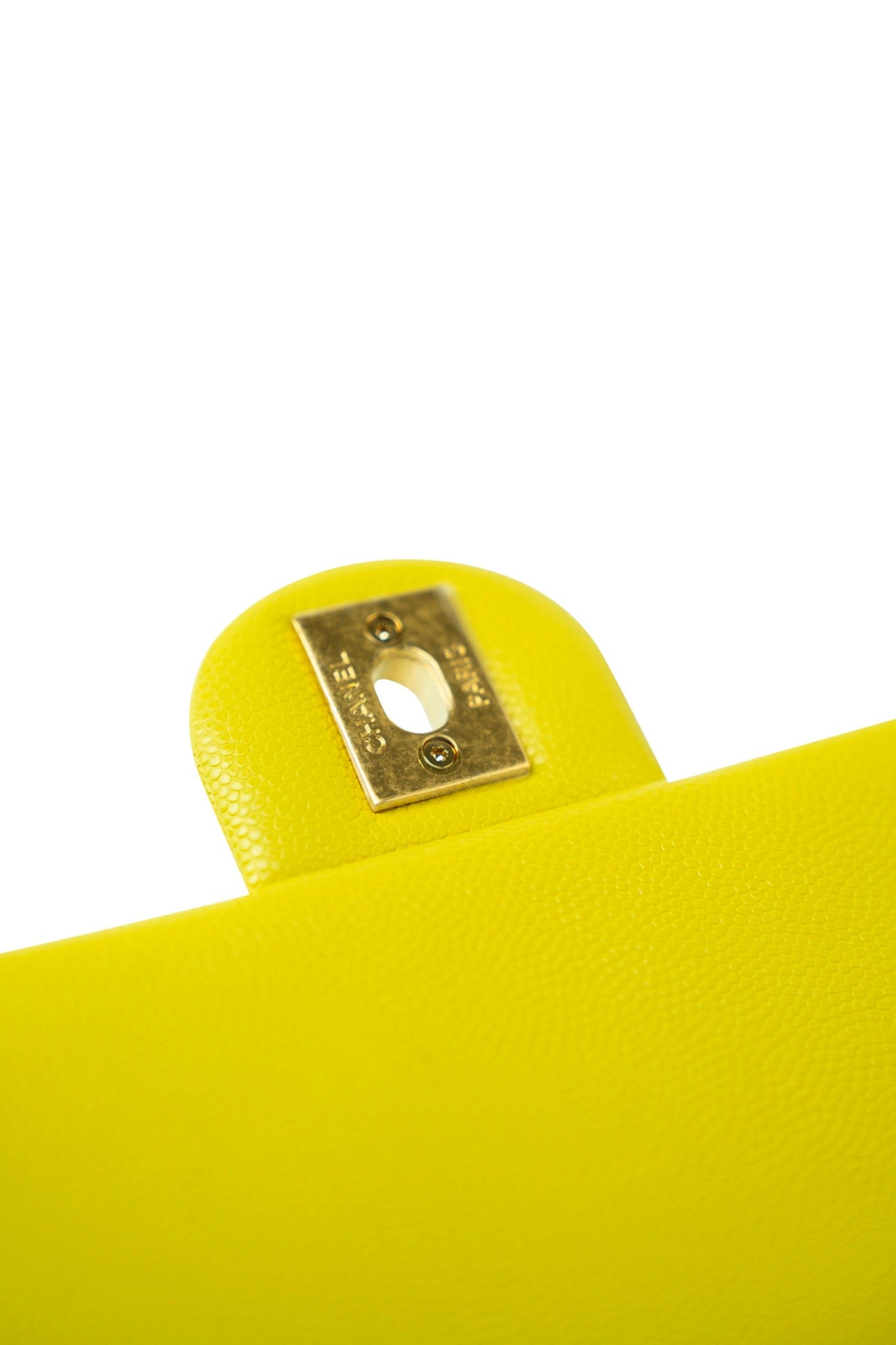 23C Neon Yellow Caviar Quilted Coco You Mini Flap Bag Light Gold Hardware