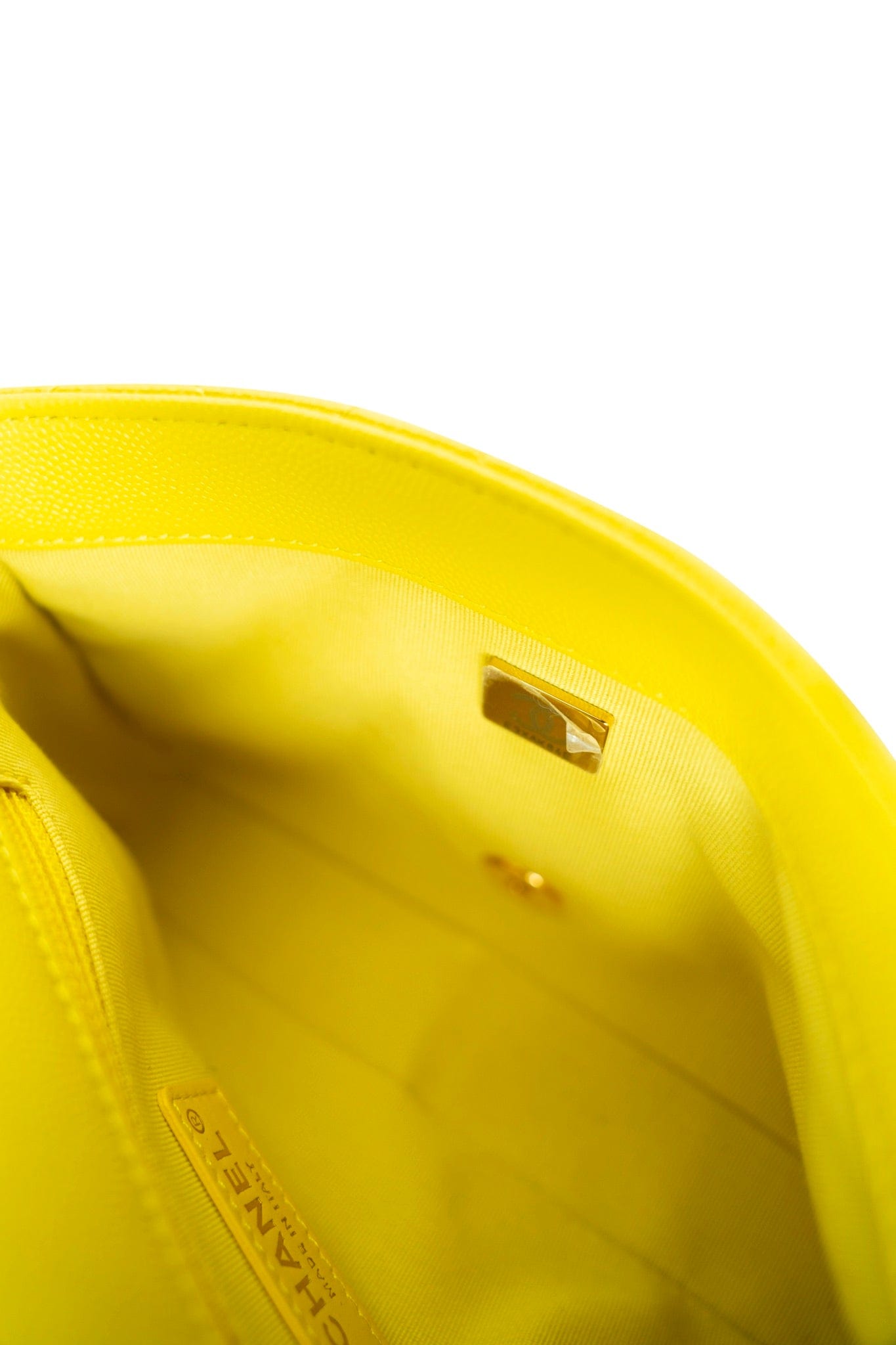 23C Neon Yellow Caviar Quilted Coco You Mini Flap Bag Light Gold Hardware