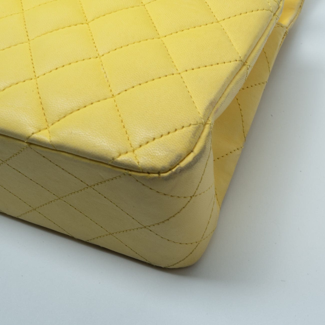 Yellow Lambskin Quilted Double Classic Flap Medium Light Gold Hardware