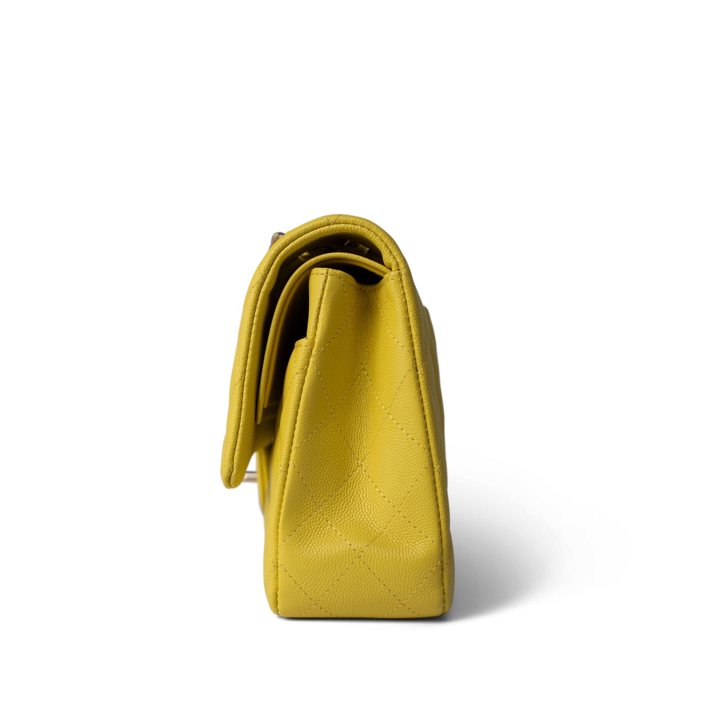 Yellow Caviar Quilted Classic Flap Medium Light Gold Hardware