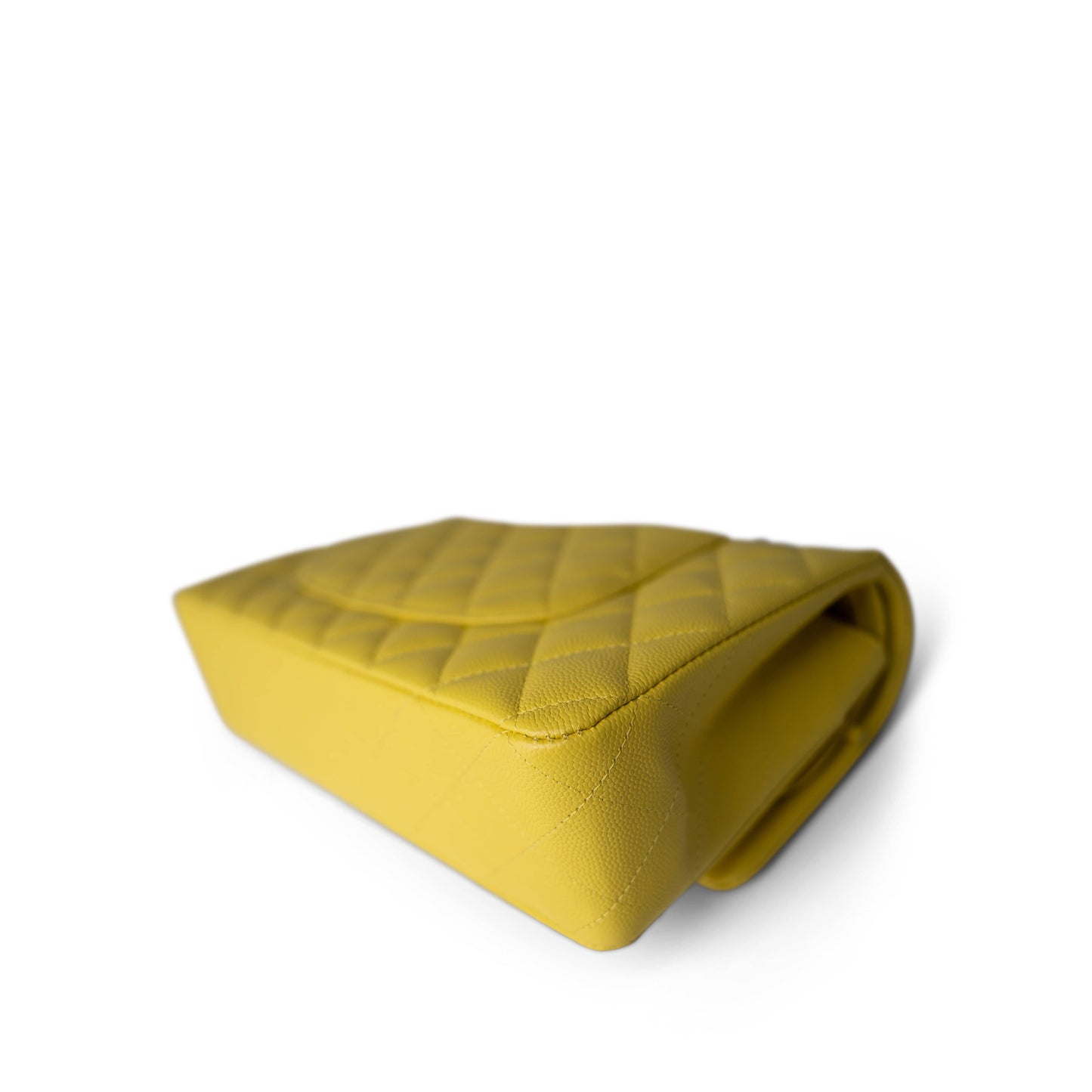 Yellow Caviar Quilted Classic Flap Medium Light Gold Hardware