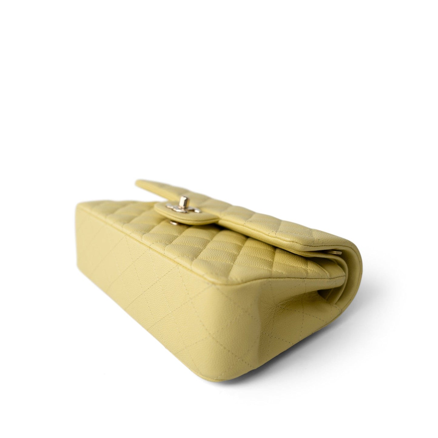 Yellow Caviar Quilted Classic Flap Small Light Gold Hardware