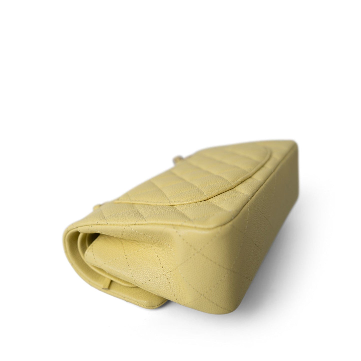 Yellow Caviar Quilted Classic Flap Small Light Gold Hardware