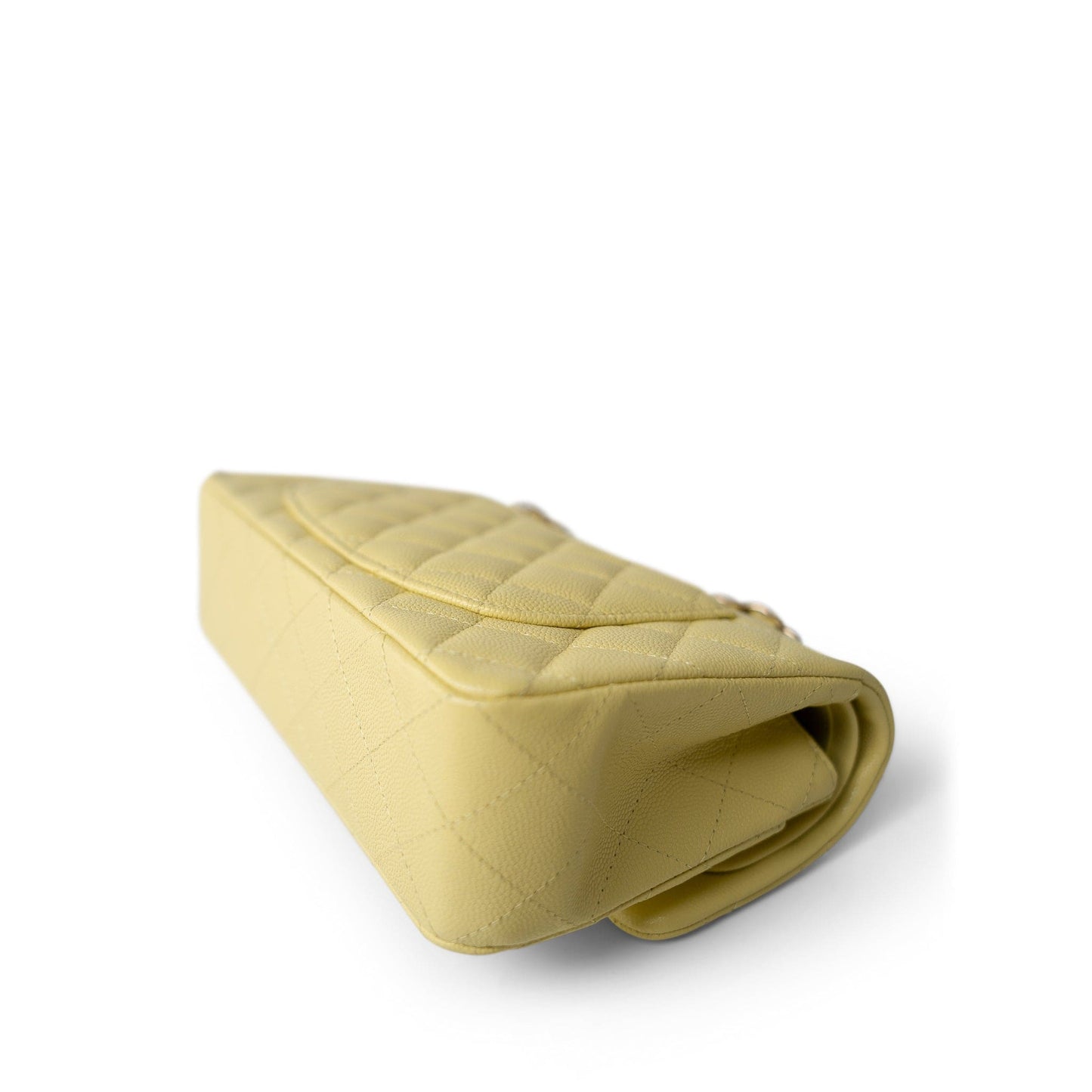 Yellow Caviar Quilted Classic Flap Small Light Gold Hardware