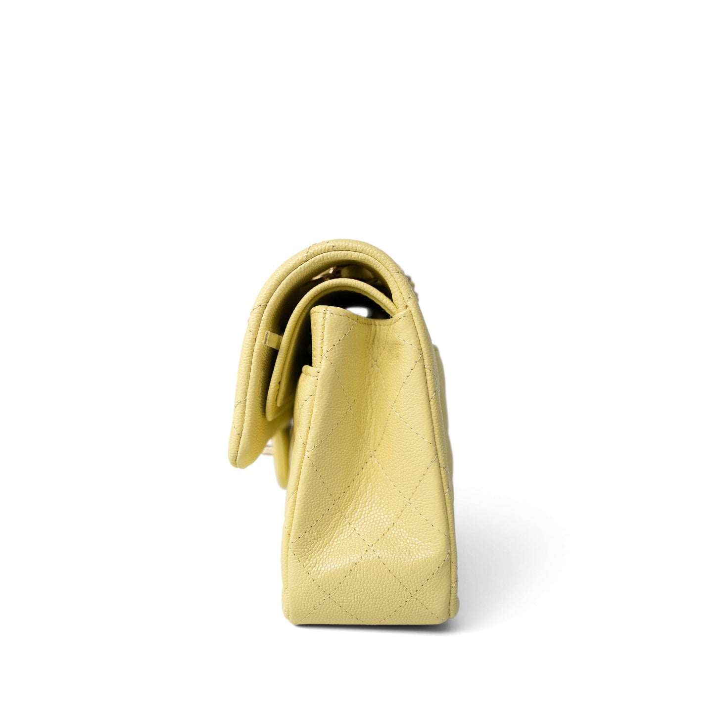 Yellow Caviar Quilted Classic Flap Small Light Gold Hardware