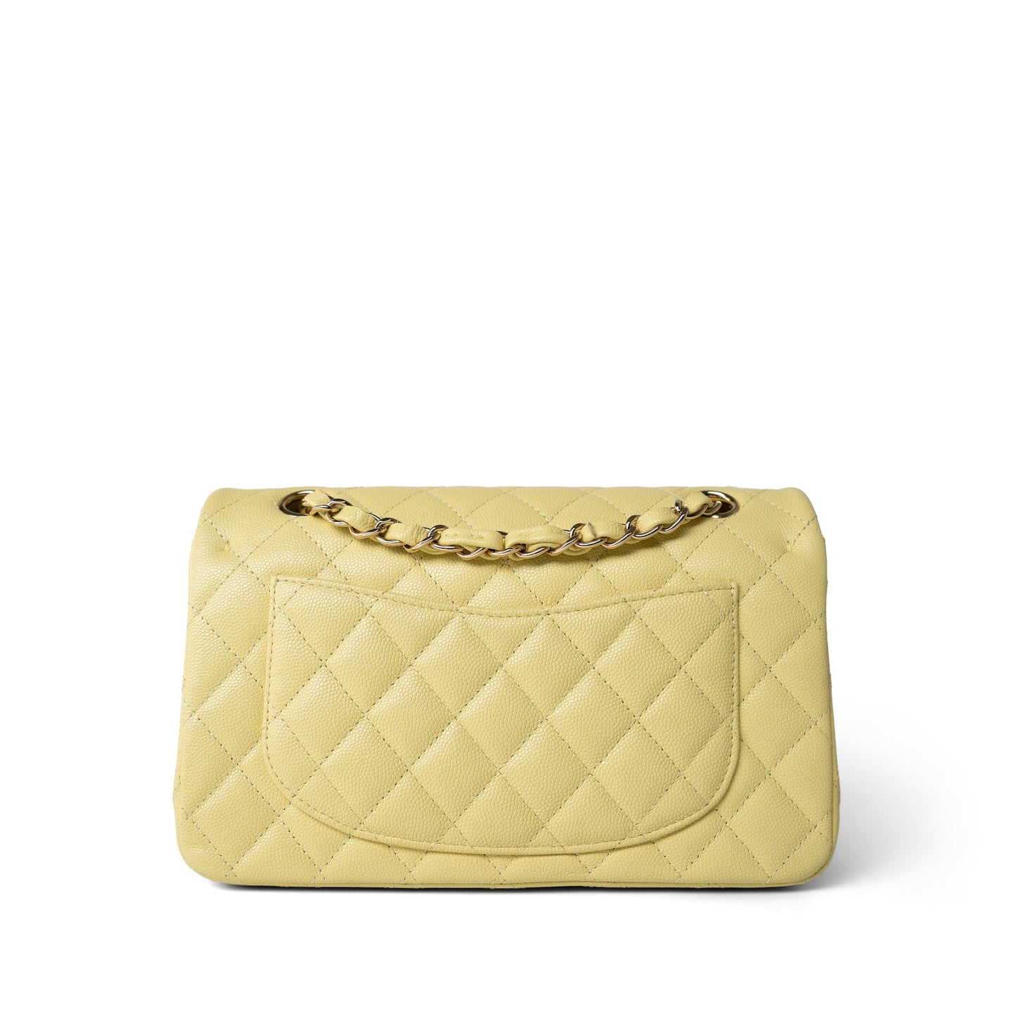 Yellow Caviar Quilted Classic Flap Small Light Gold Hardware