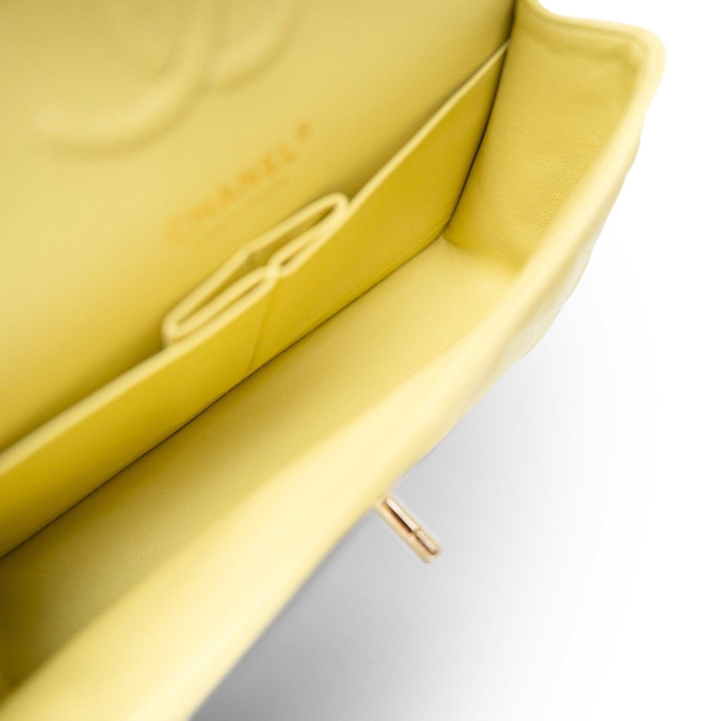 Yellow Caviar Quilted Classic Flap Small Light Gold Hardware