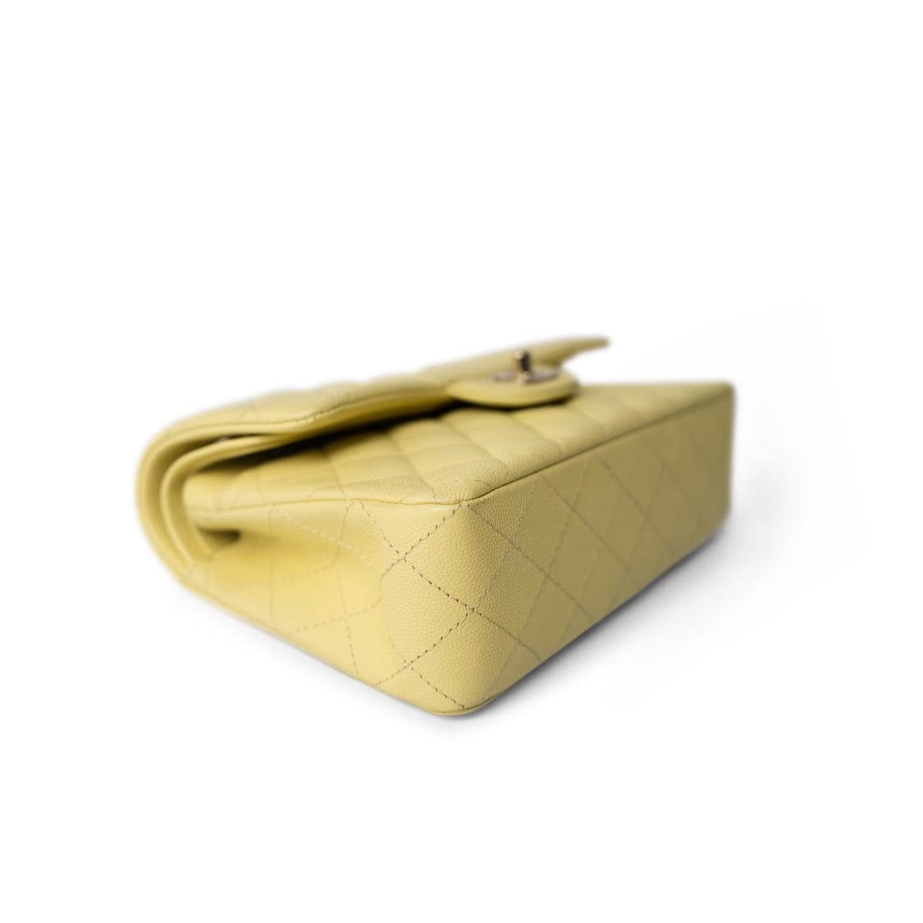 Yellow Caviar Quilted Classic Flap Small Light Gold Hardware