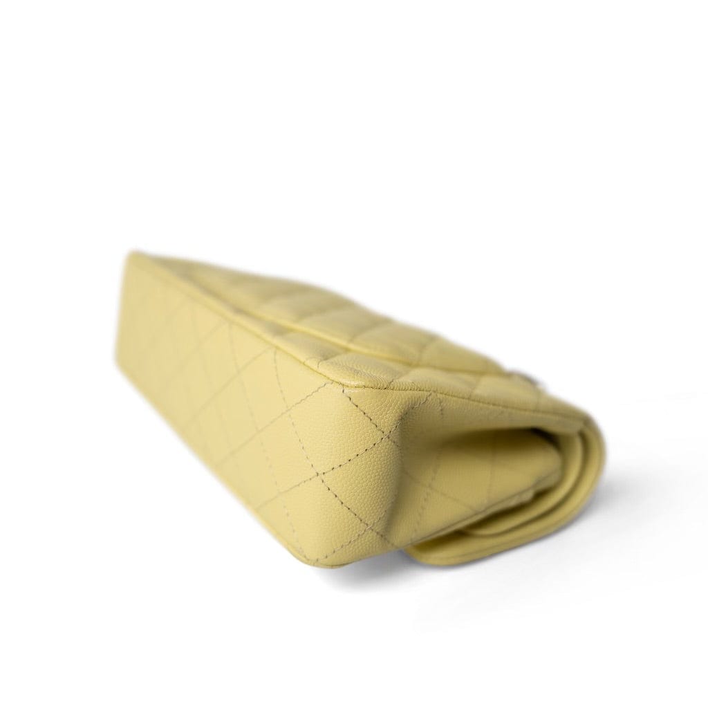 Yellow Caviar Quilted Classic Flap Small Light Gold Hardware