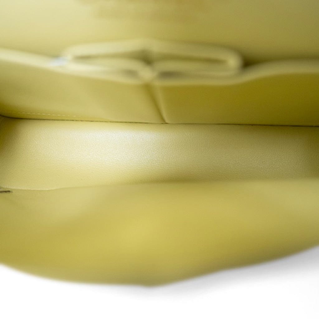 Yellow Caviar Quilted Classic Flap Small Light Gold Hardware