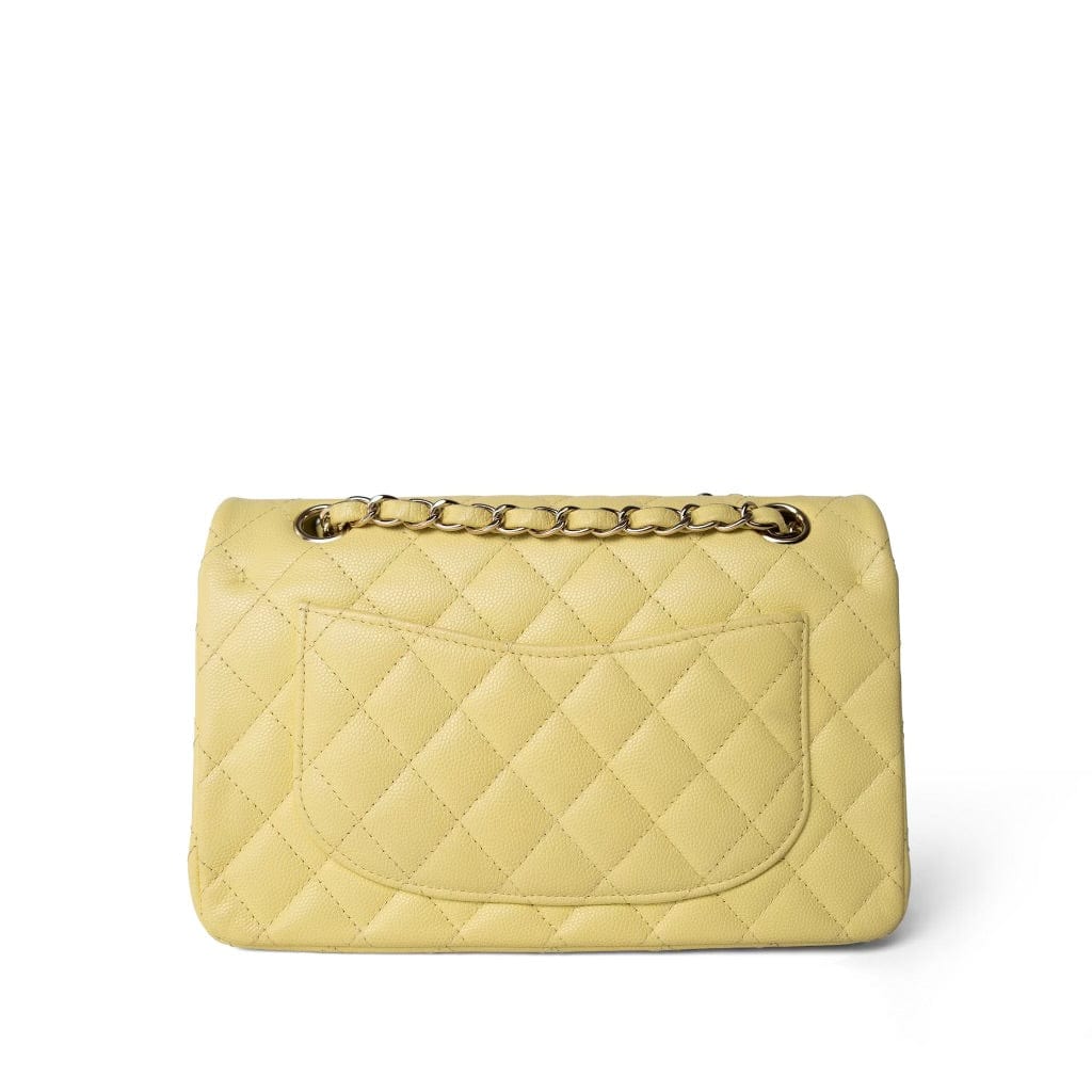 Yellow Caviar Quilted Classic Flap Small Light Gold Hardware