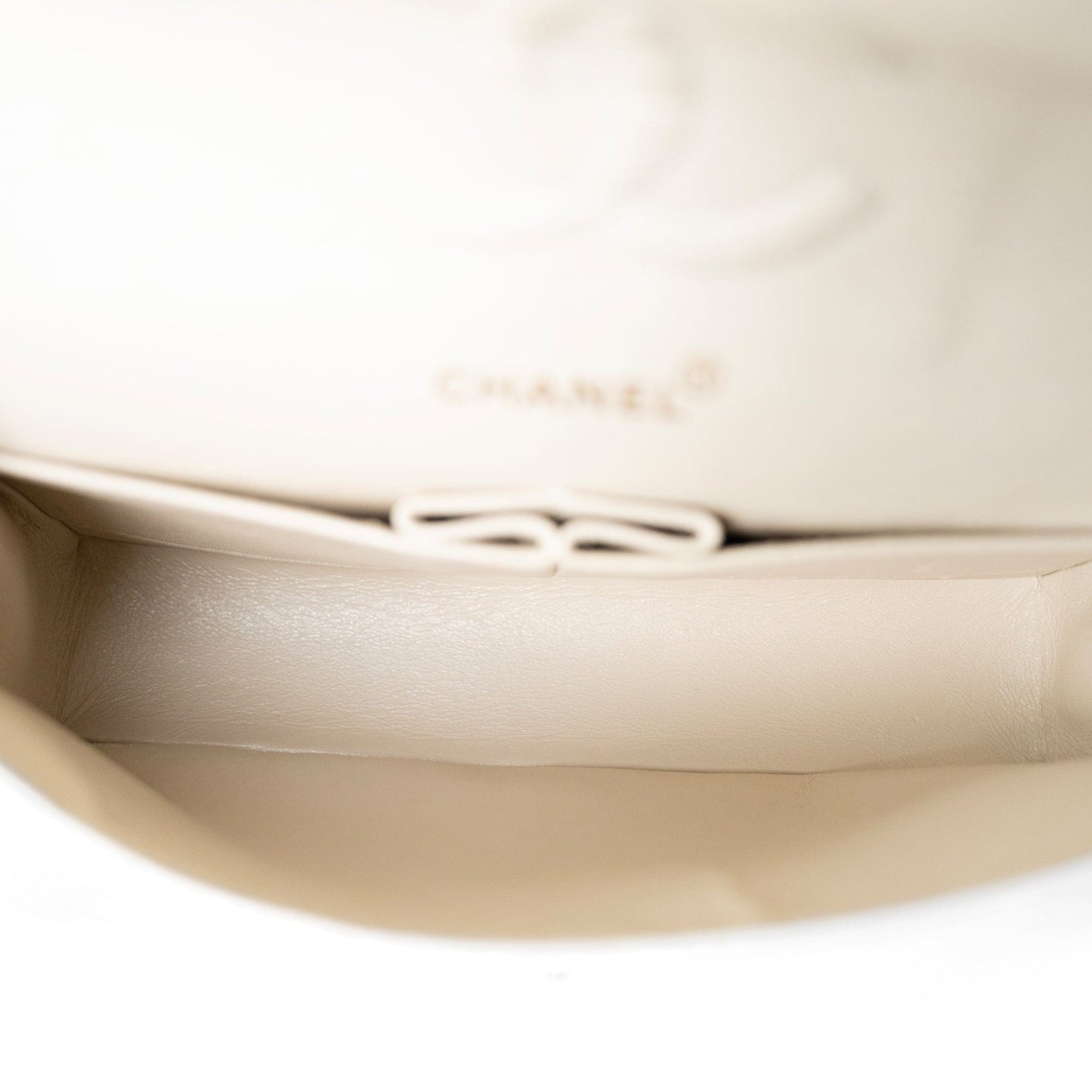 Ivory Canvas Camellia Classic Double Flap Gold Hardware Vintage