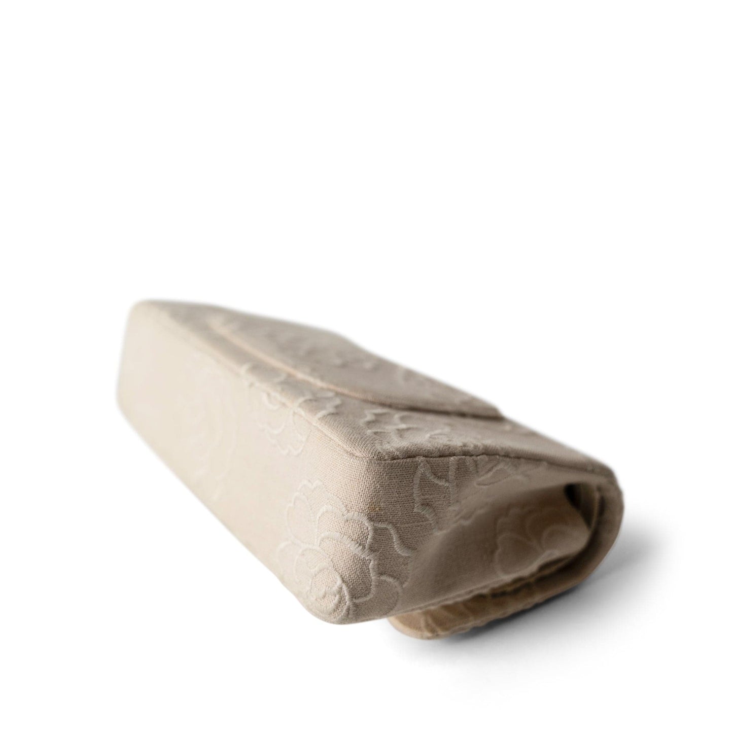 Ivory Canvas Camellia Classic Double Flap Gold Hardware Vintage