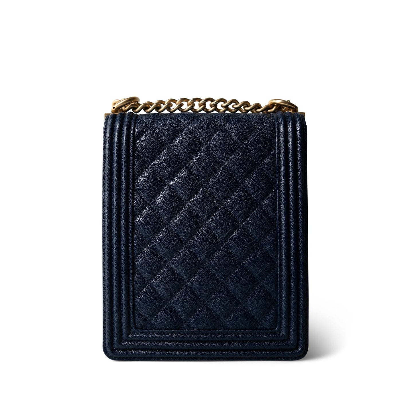 Navy Caviar Quilted North South Boy Bag Aged Gold Hardware