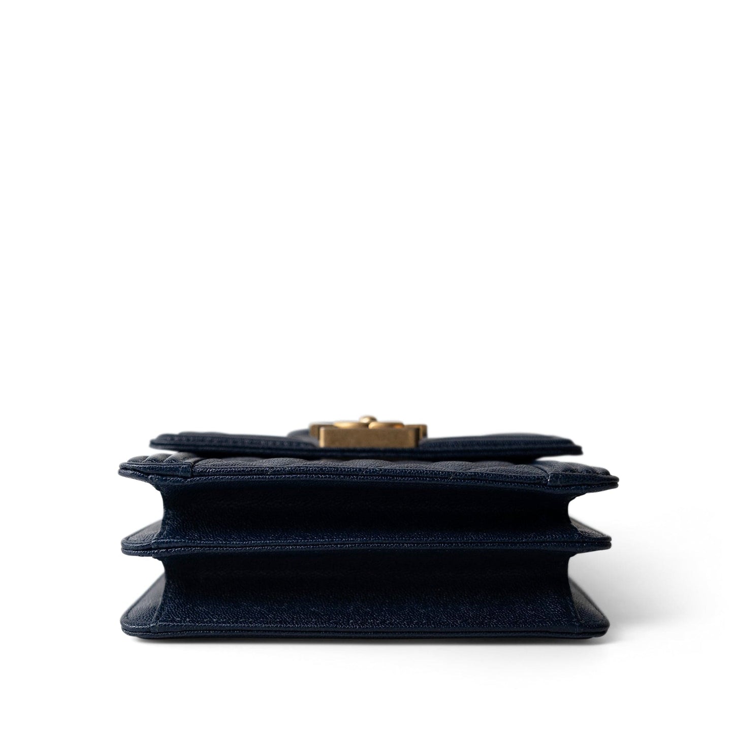 Navy Caviar Quilted North South Boy Bag Aged Gold Hardware