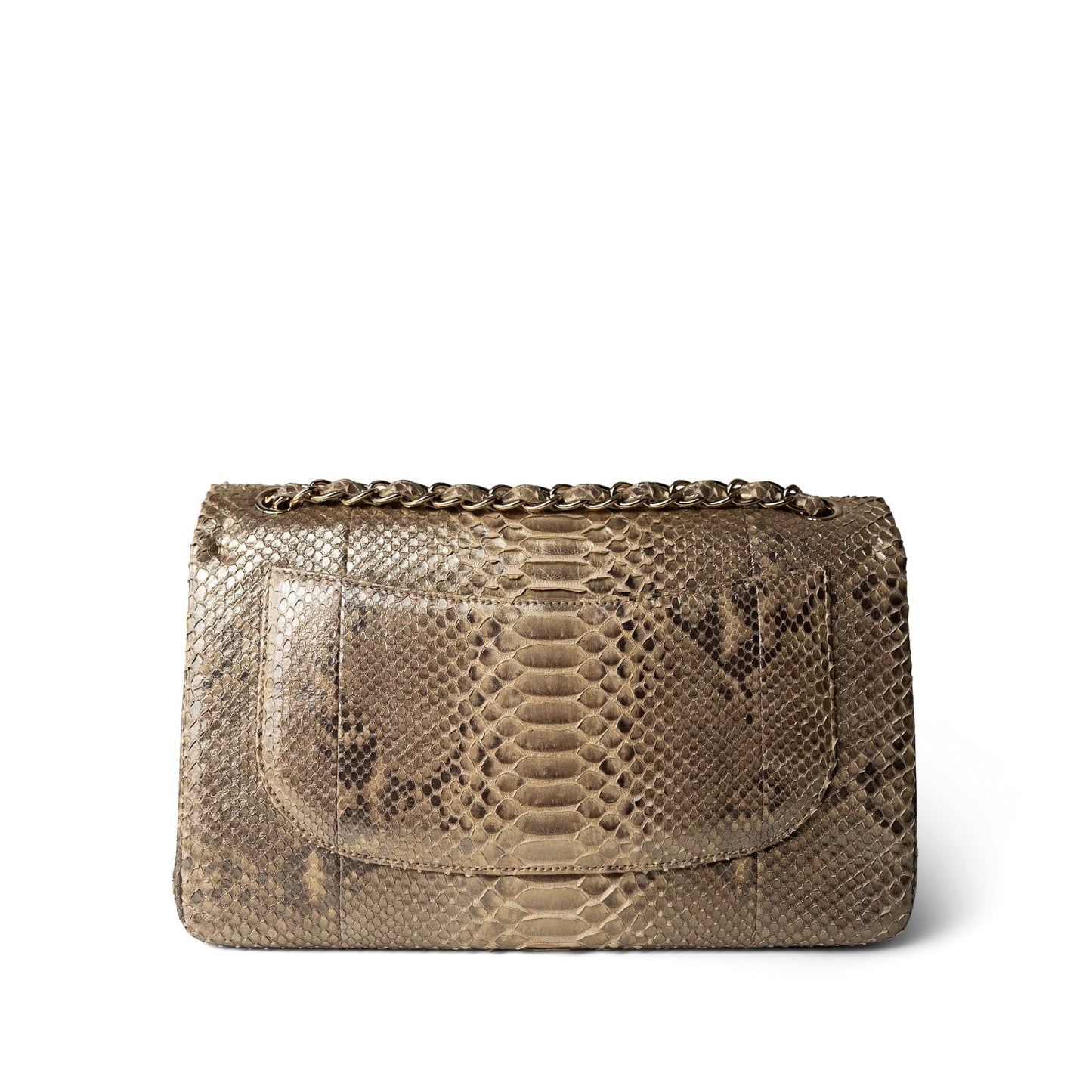 Pearl Python Jumbo Classic Flap Light Gold Hardware