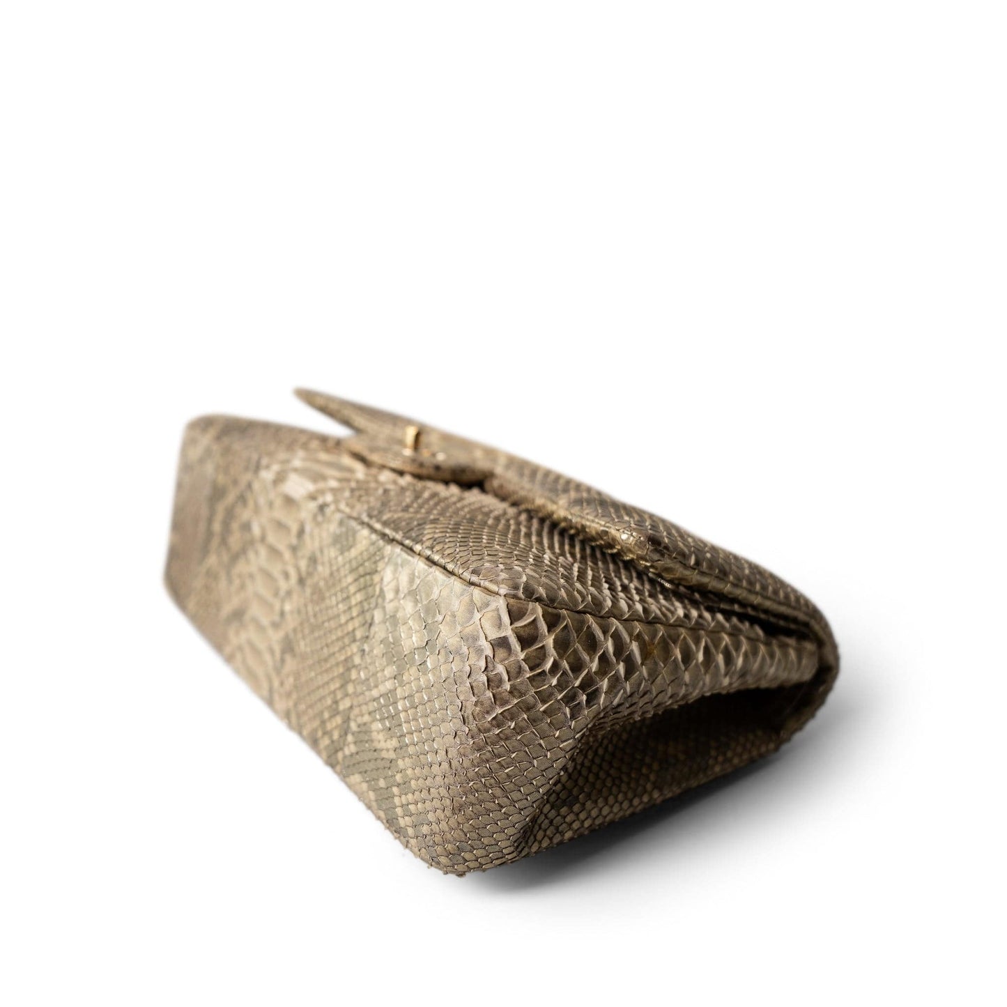 Pearl Python Jumbo Classic Flap Light Gold Hardware