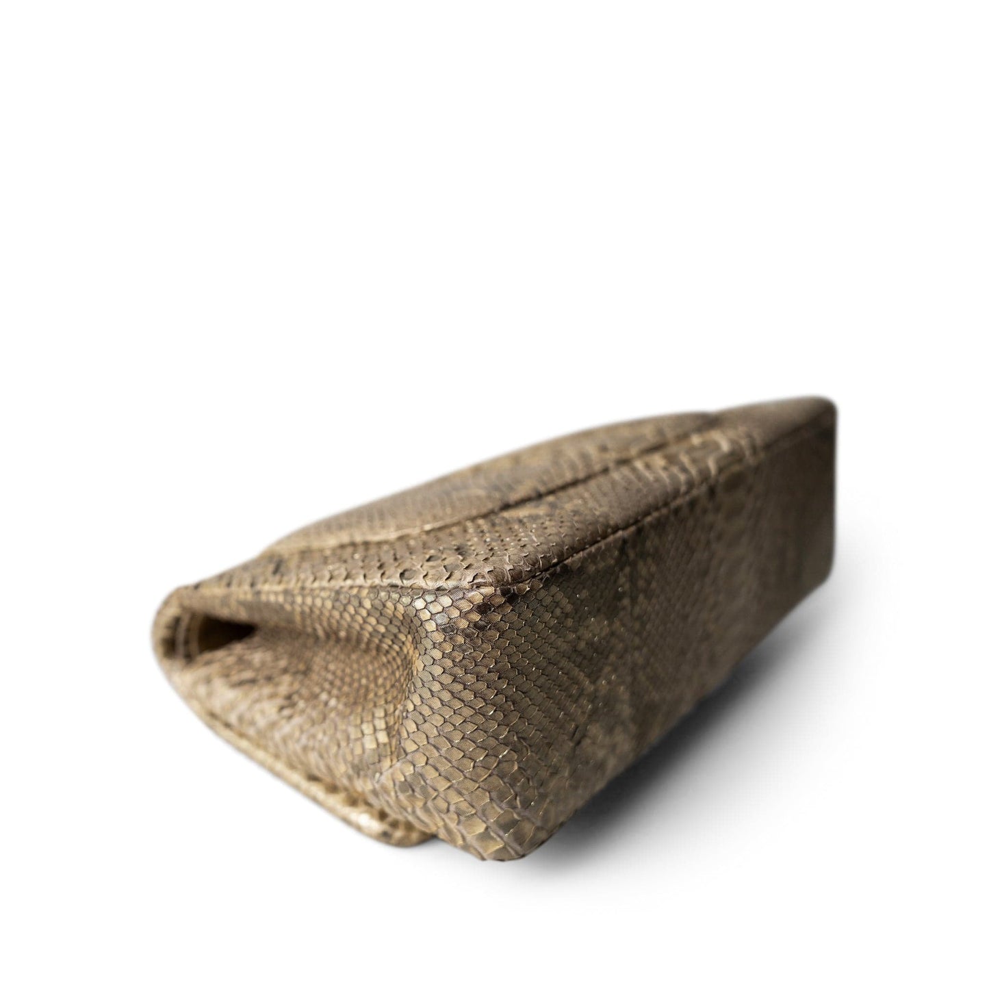 Pearl Python Jumbo Classic Flap Light Gold Hardware