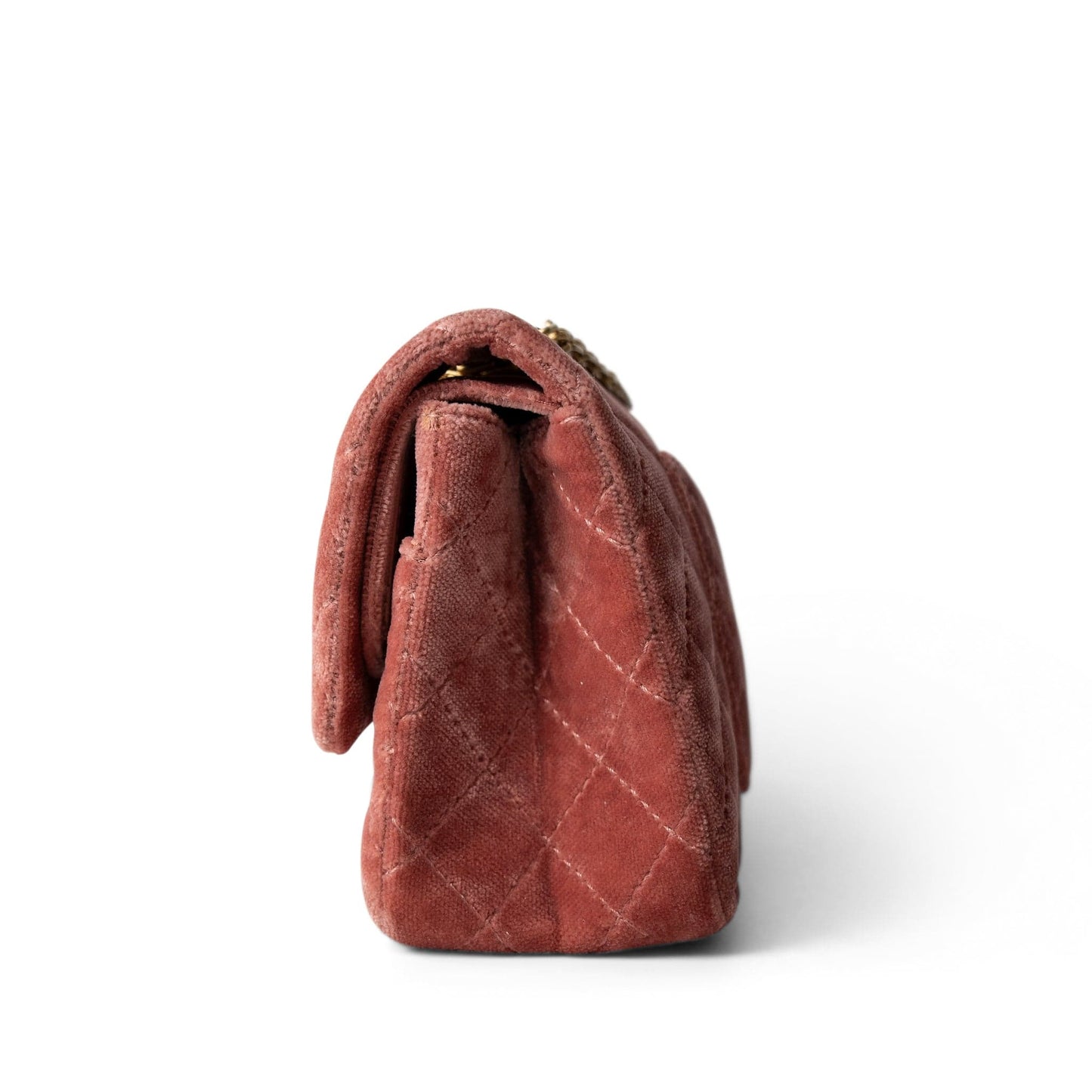 Pink/Rose Velvet Quilted Reissue 2.55 Flap 225 Aged Gold Hardware