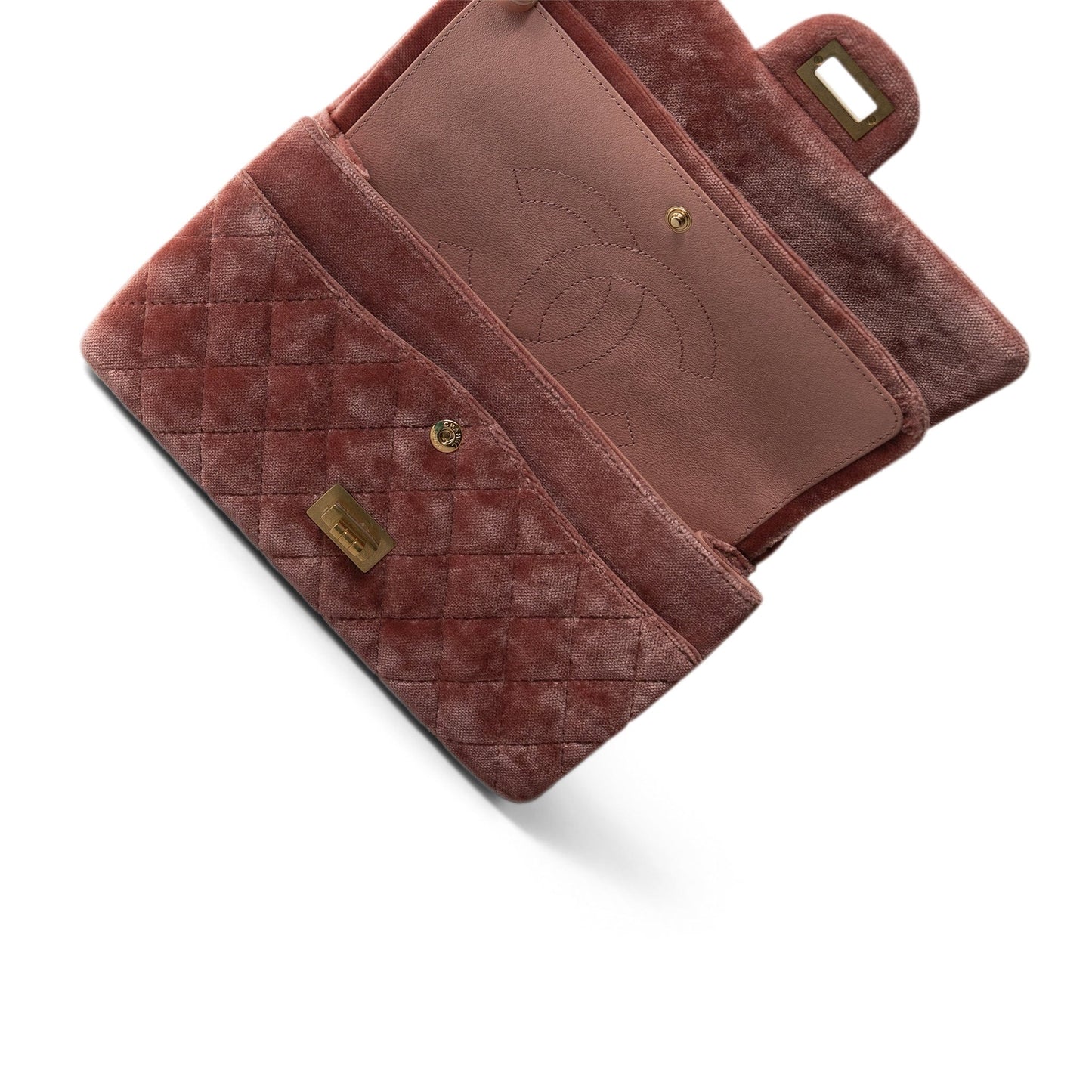 Pink/Rose Velvet Quilted Reissue 2.55 Flap 225 Aged Gold Hardware