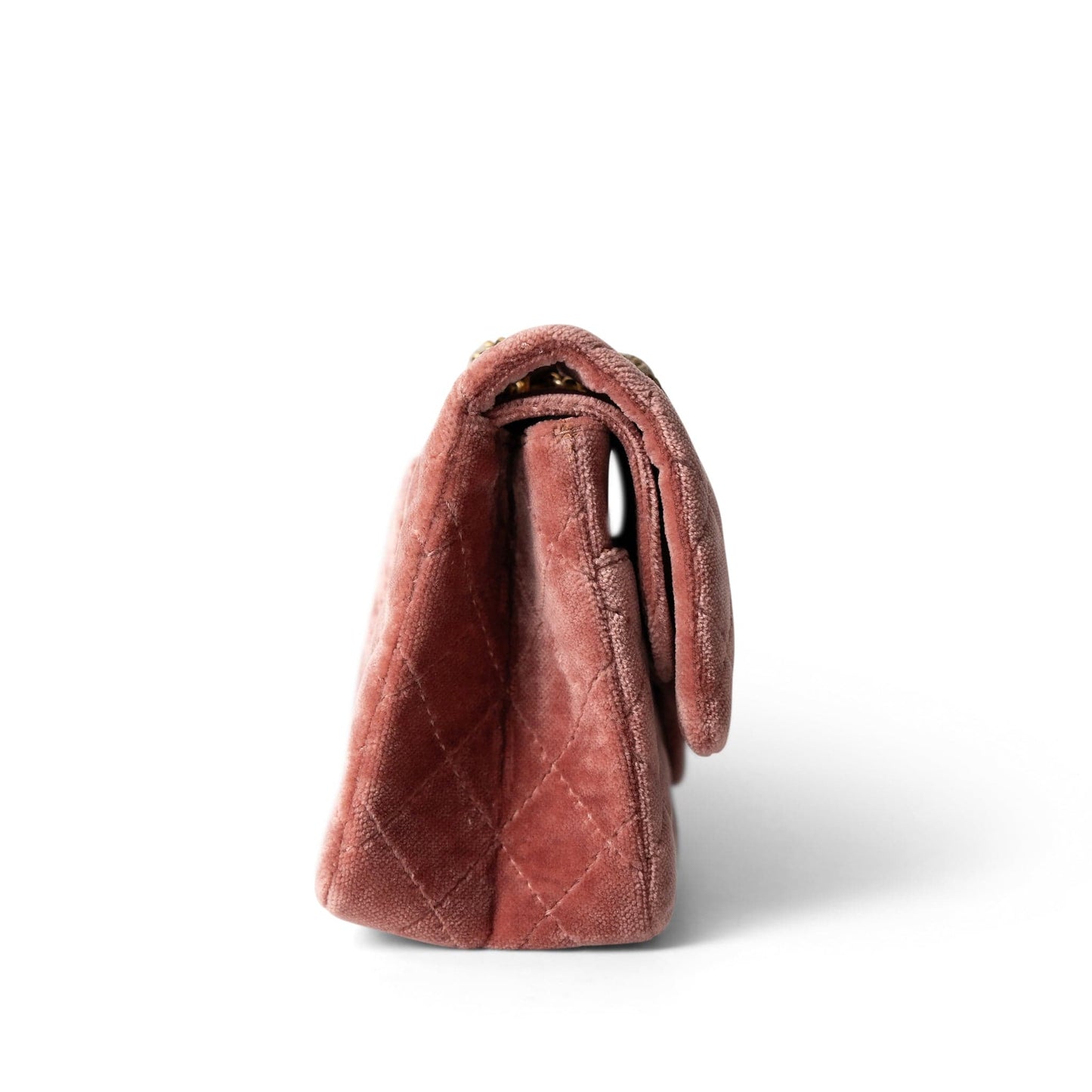 Pink/Rose Velvet Quilted Reissue 2.55 Flap 225 Aged Gold Hardware