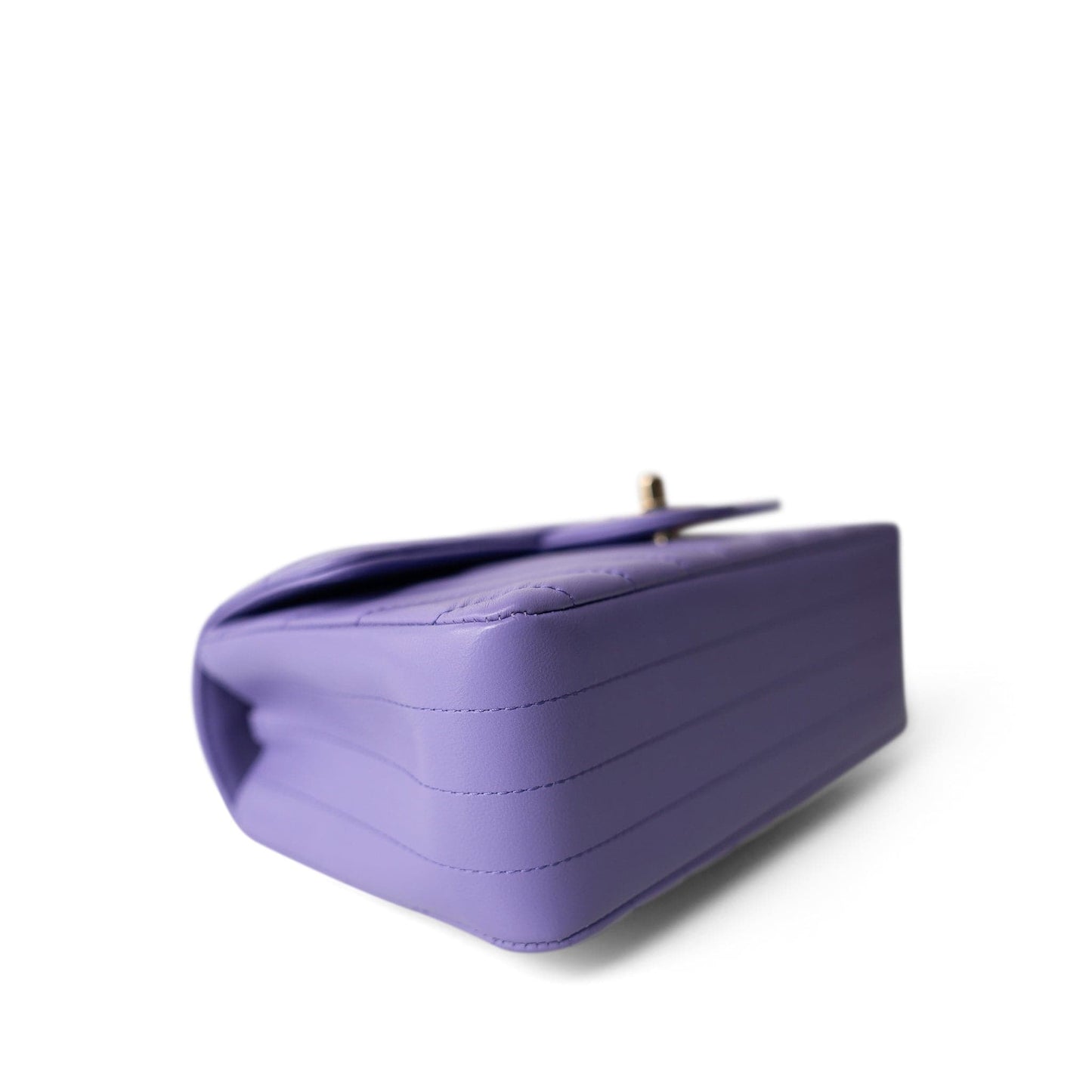 20S Light Purple Lambskin Chevron Mini Rectangular Flap Light Gold Hardware