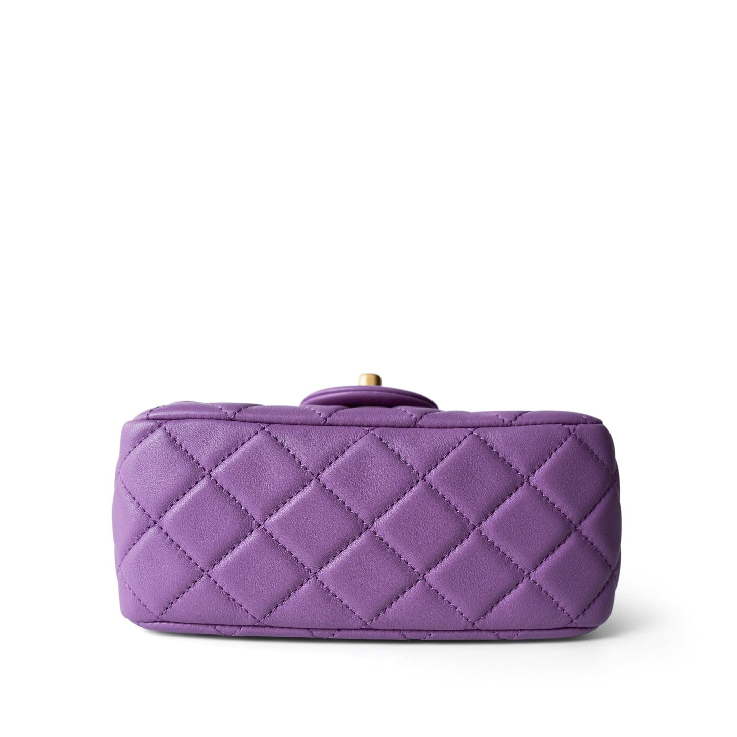 Purple Lambskin Quilted Pearl Crush Mini Square Aged Gold Hardware