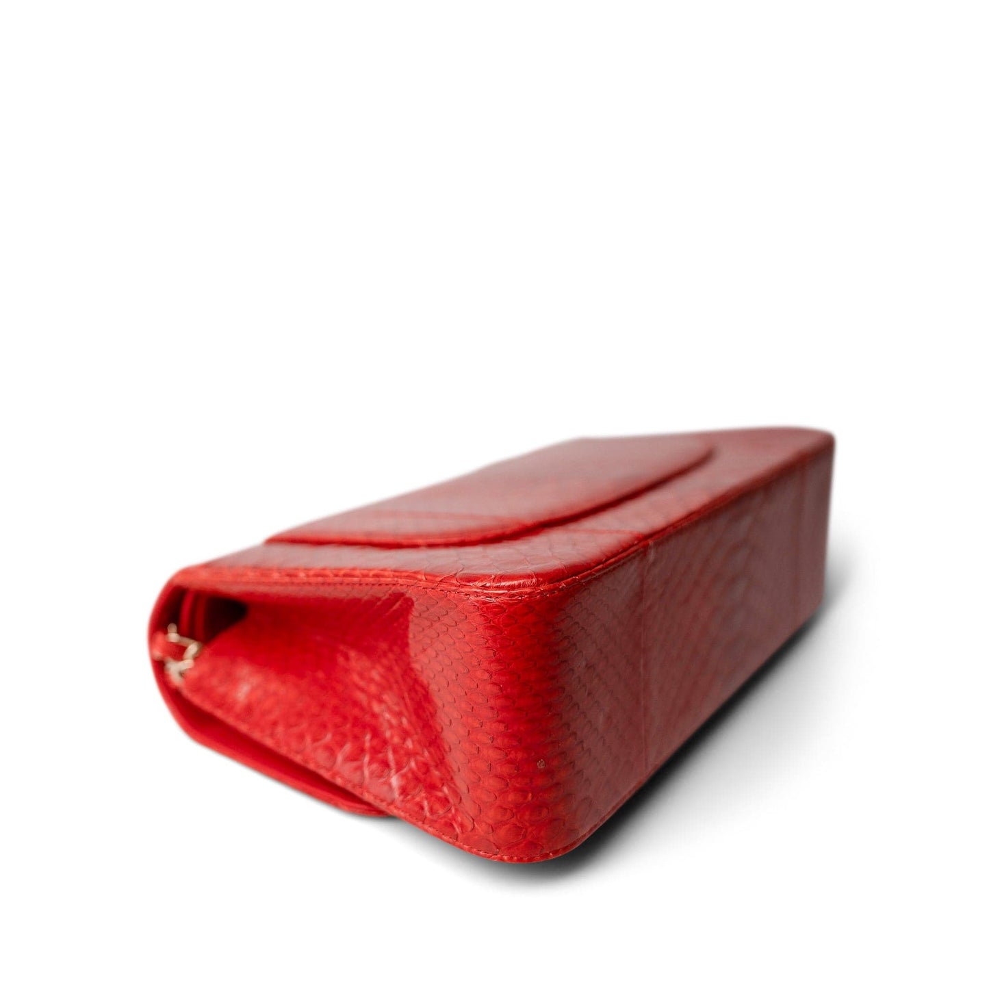 Red Python Jumbo Classic Flap Light Gold Hardware