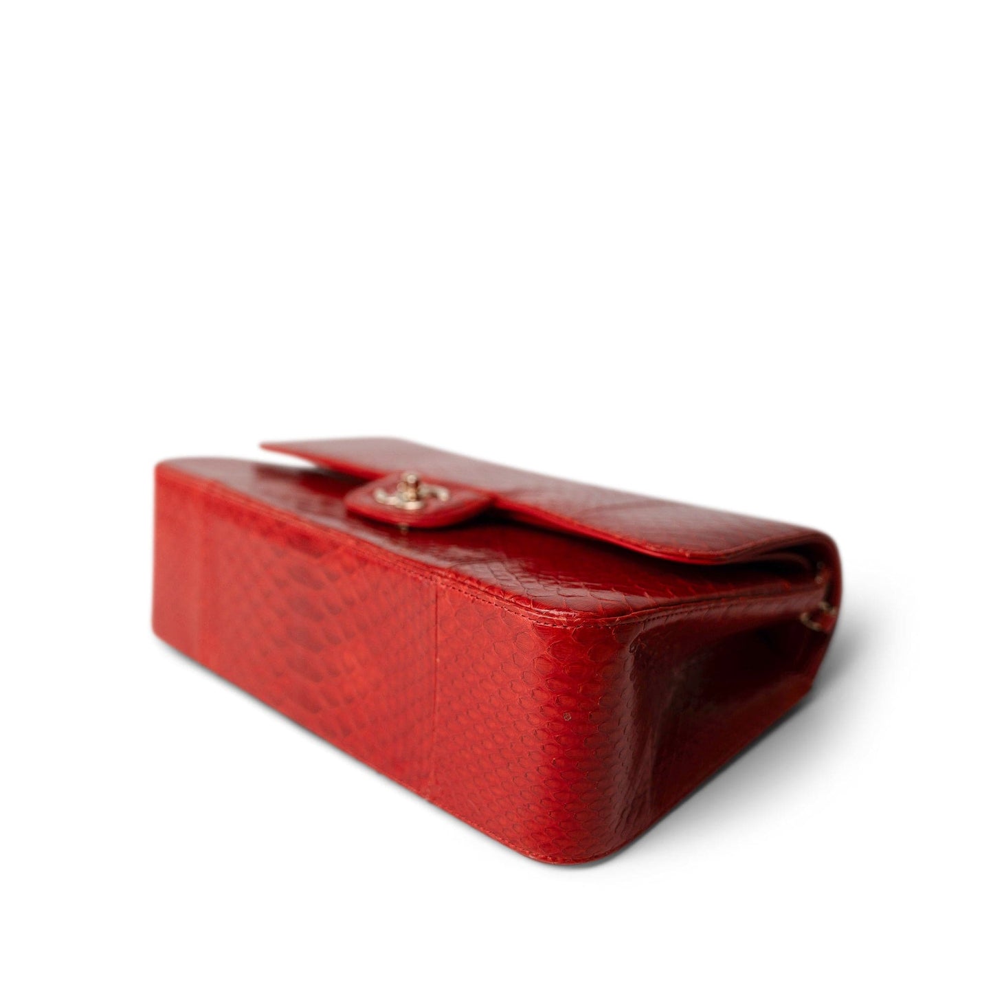 Red Python Jumbo Classic Flap Light Gold Hardware