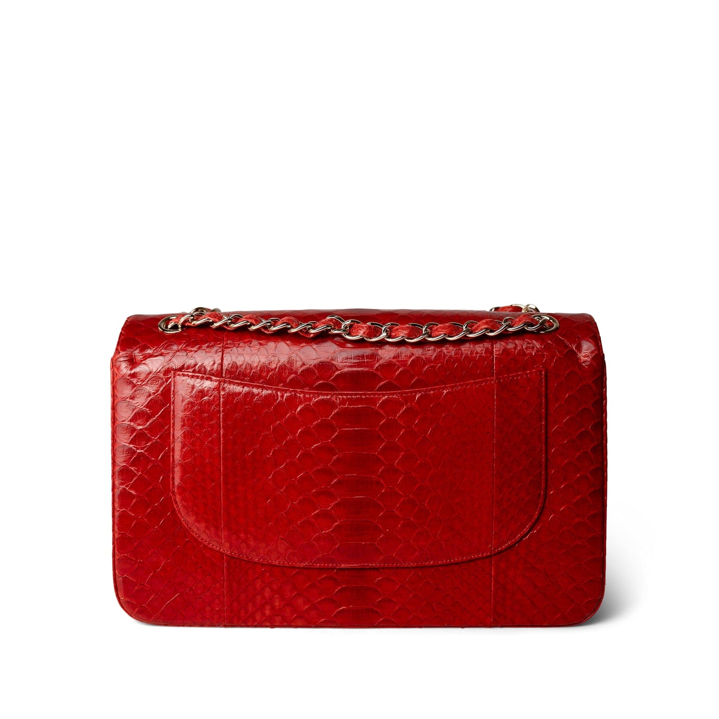 Red Python Jumbo Classic Flap Light Gold Hardware