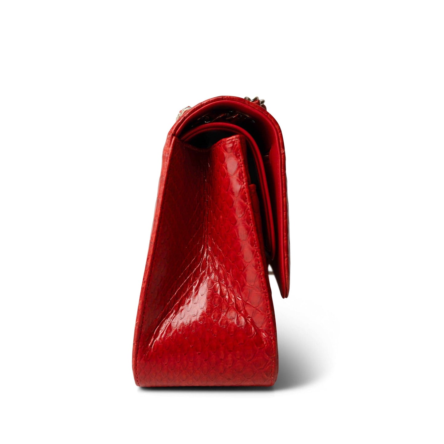 Red Python Jumbo Classic Flap Light Gold Hardware