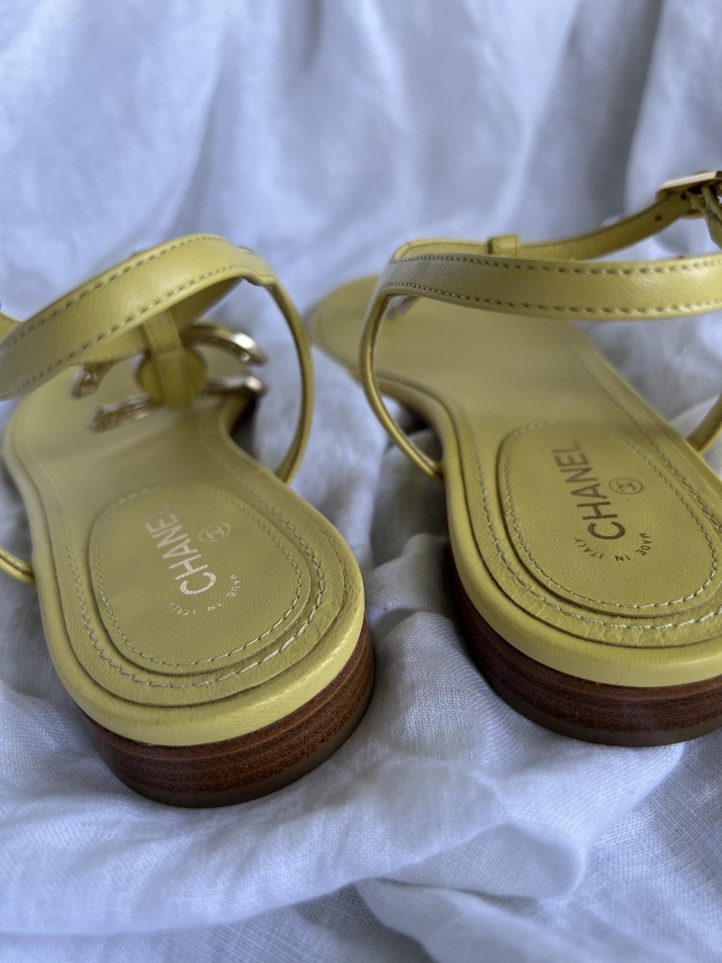 Chanel 20S Yellow Sandals Size 39
