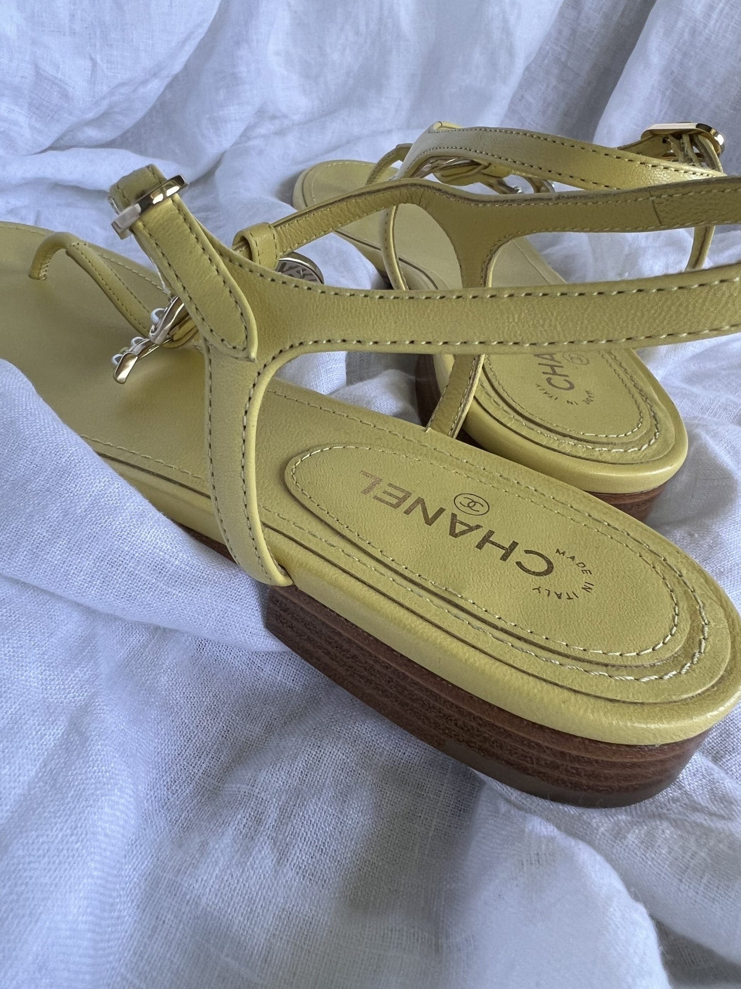 Chanel 20S Yellow Sandals Size 39