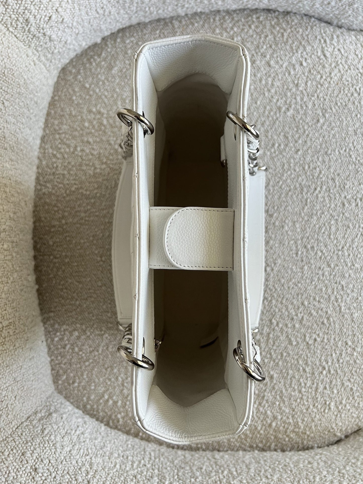 White Caviar Quilted Petite Shopping Tote