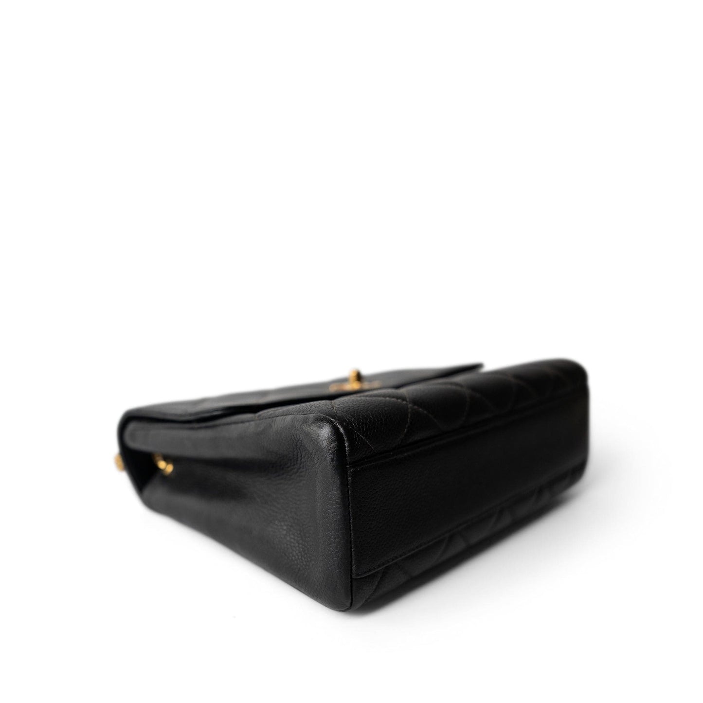 Vintage Black Caviar Quilted Square Flap Gold Hardware