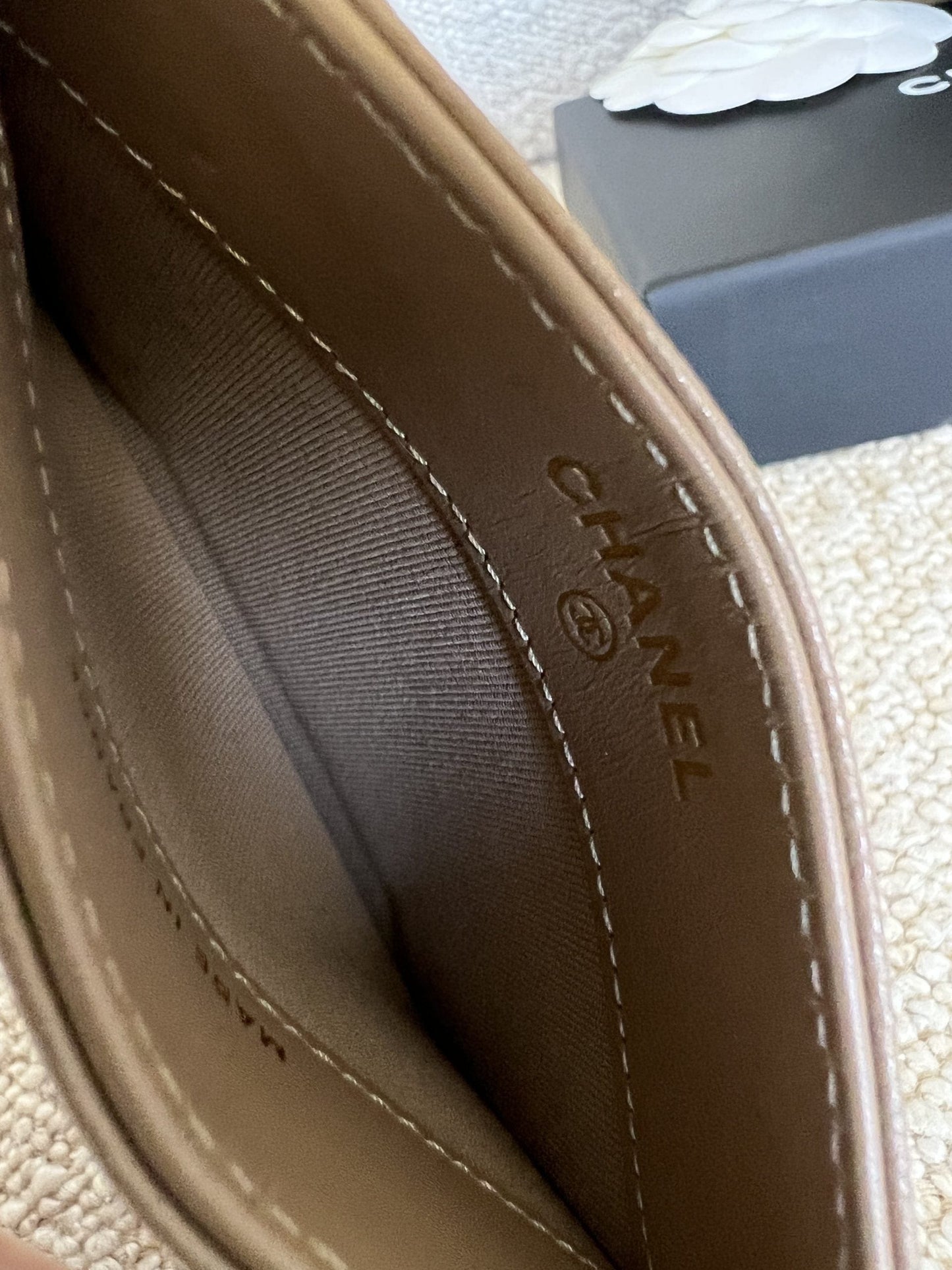 22A Dark Beige Caviar Quilted Card Holder LGHW