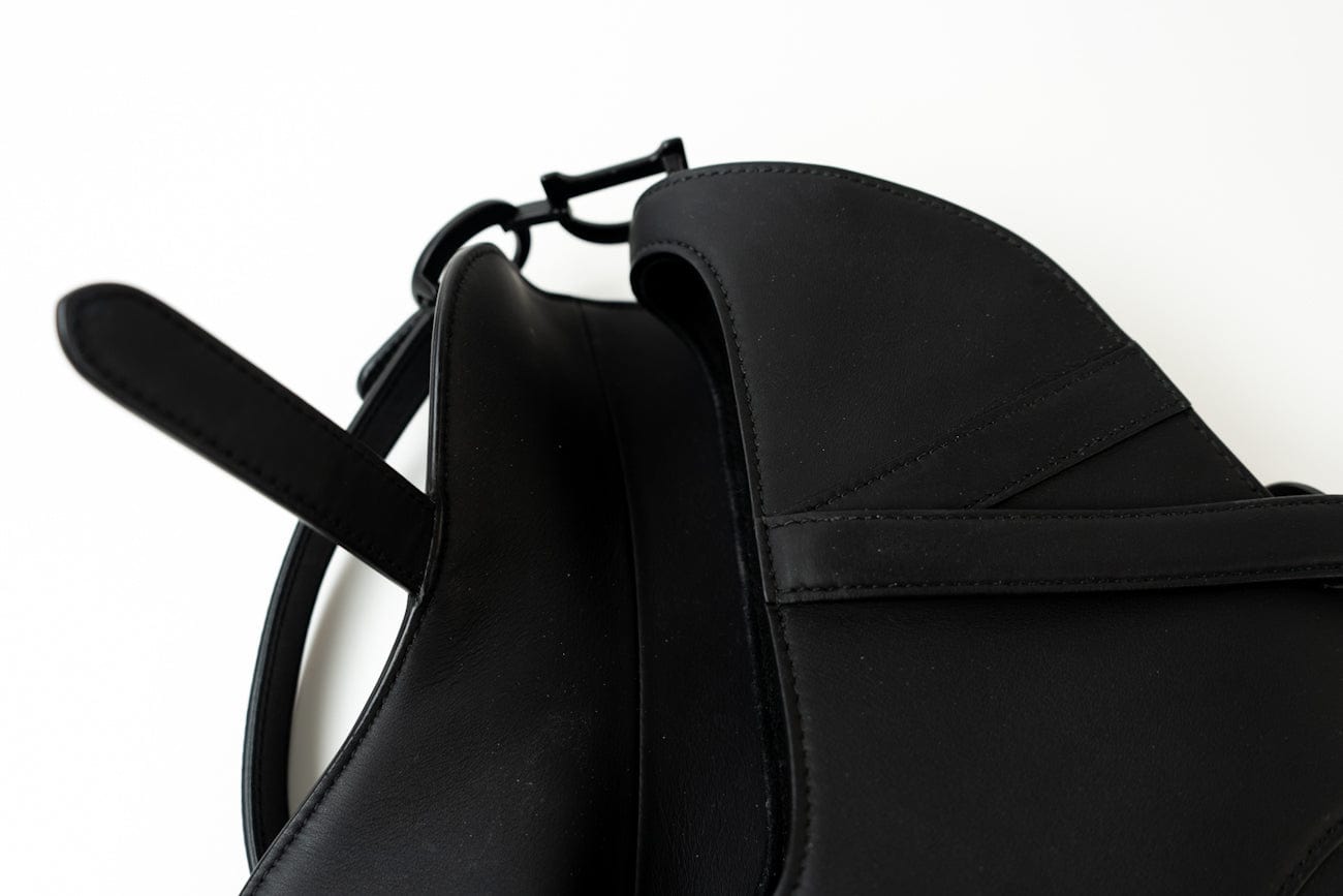 Dior Mini Ultramatte Black Saddle Bag Grained Calfskin Leather