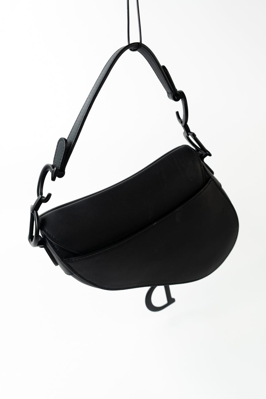 Dior Mini Ultramatte Black Saddle Bag Grained Calfskin Leather