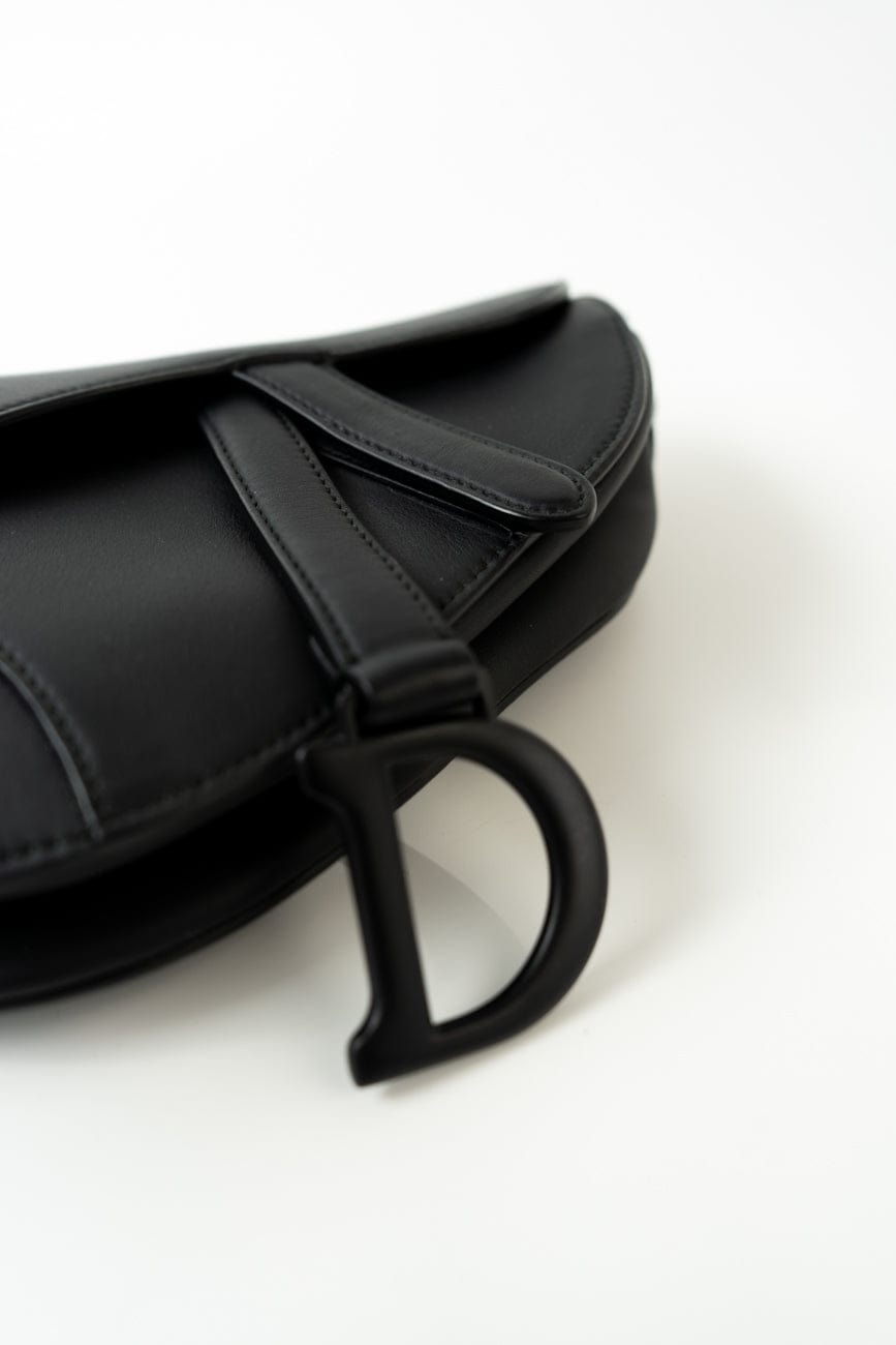Dior Mini Ultramatte Black Saddle Bag Grained Calfskin Leather