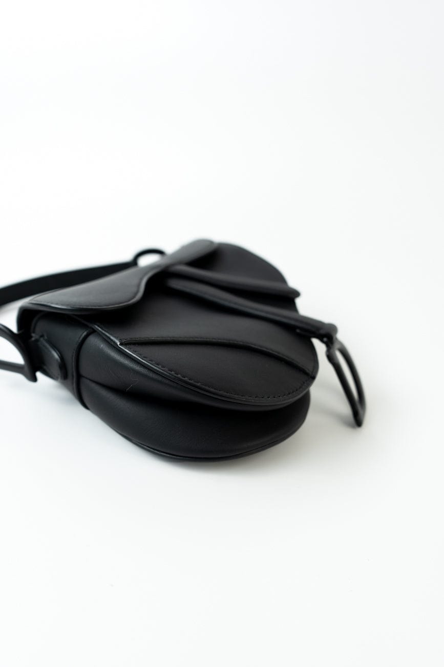 Dior Mini Ultramatte Black Saddle Bag Grained Calfskin Leather