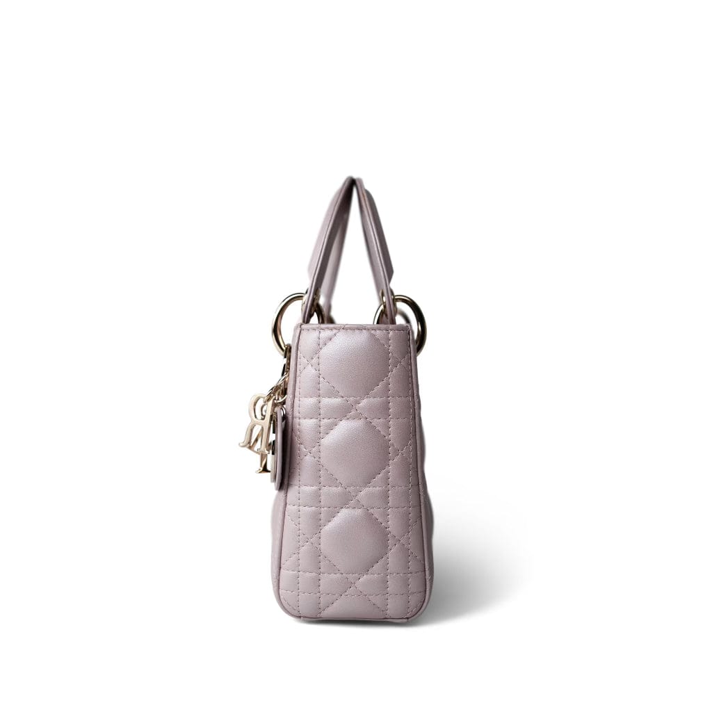 Mini Lady Dior Lotus Cannage Pale Lilac Pink Pearlescent Lambskin