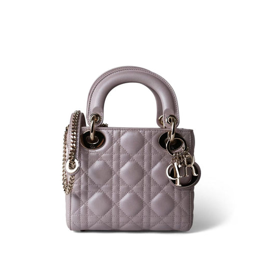 Mini Lady Dior Lotus Cannage Pale Lilac Pink Pearlescent Lambskin