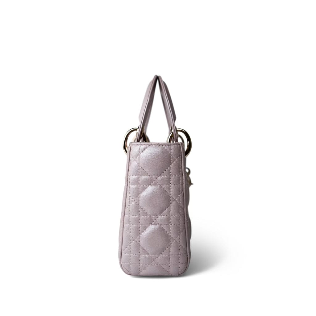 Mini Lady Dior Lotus Cannage Pale Lilac Pink Pearlescent Lambskin