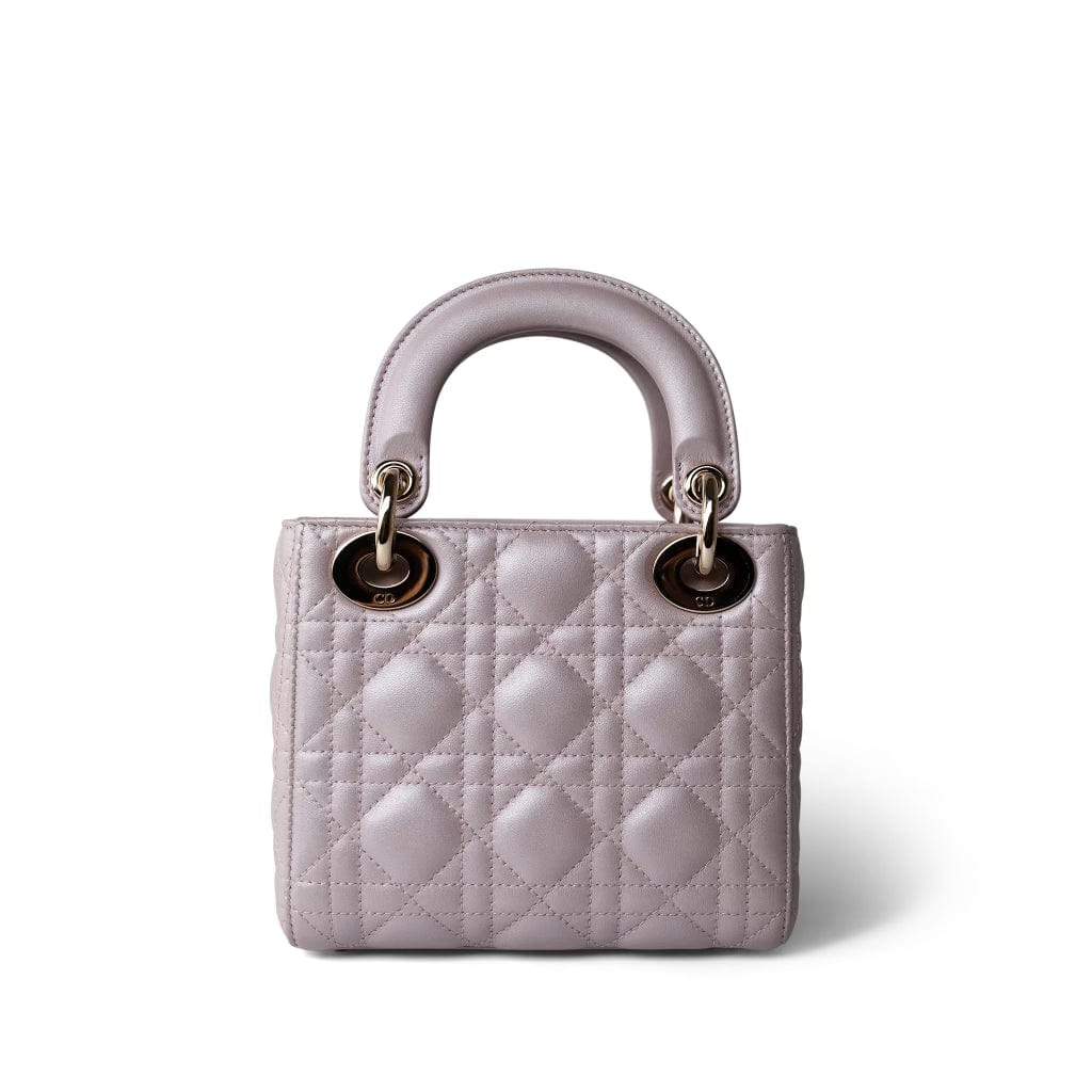 Mini Lady Dior Lotus Cannage Pale Lilac Pink Pearlescent Lambskin