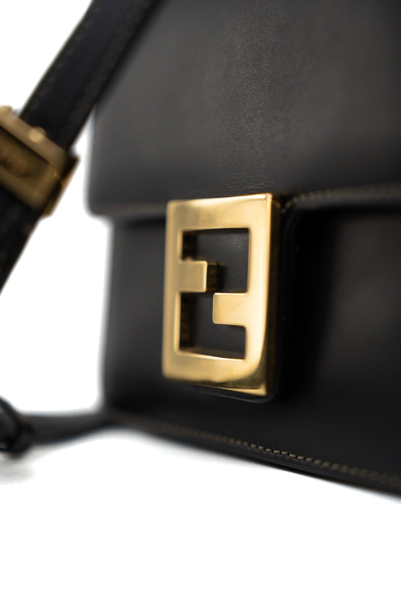 Fendi Fab Black Shoulder Bag Gold Hardware
