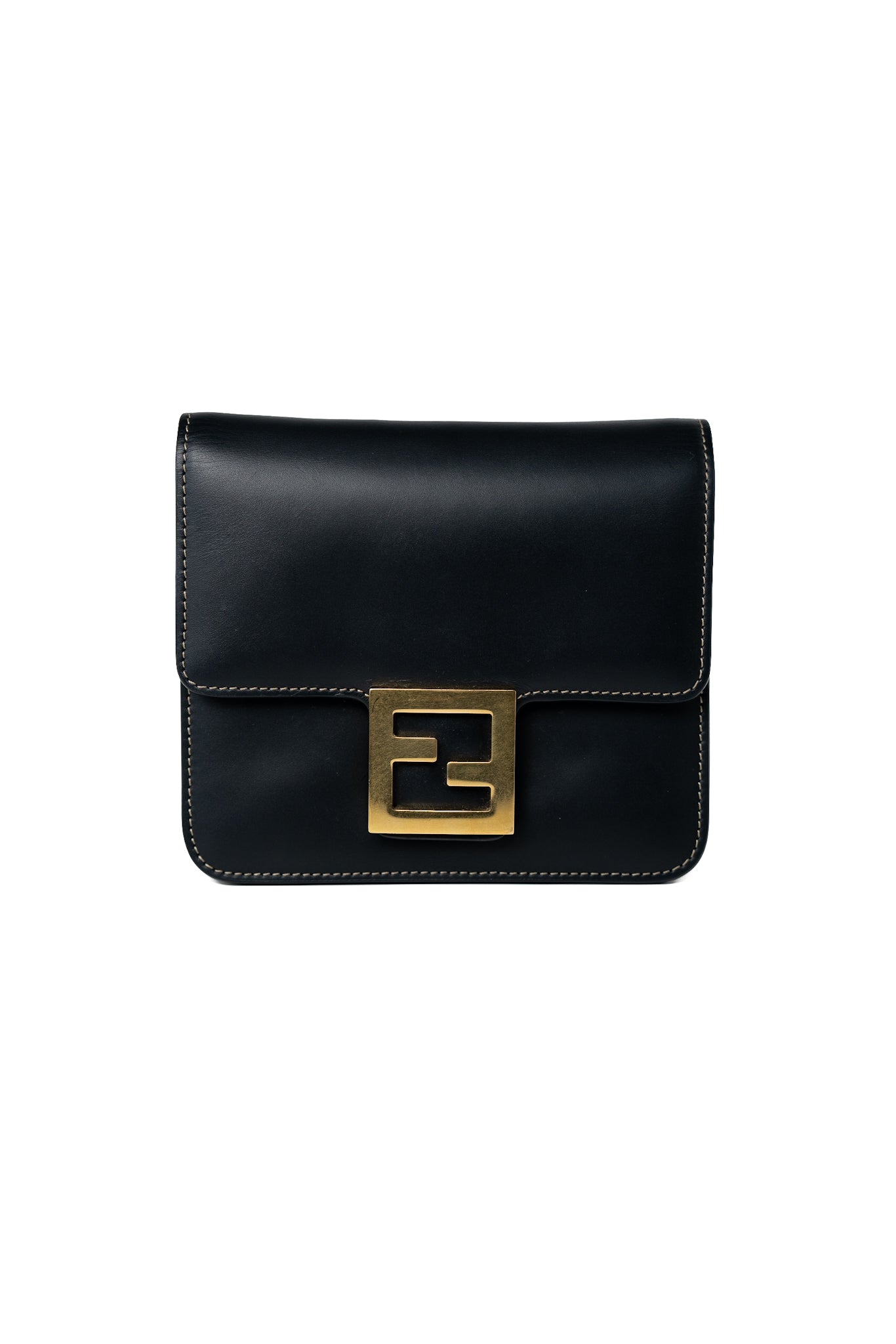 Fendi Fab Black Shoulder Bag Gold Hardware